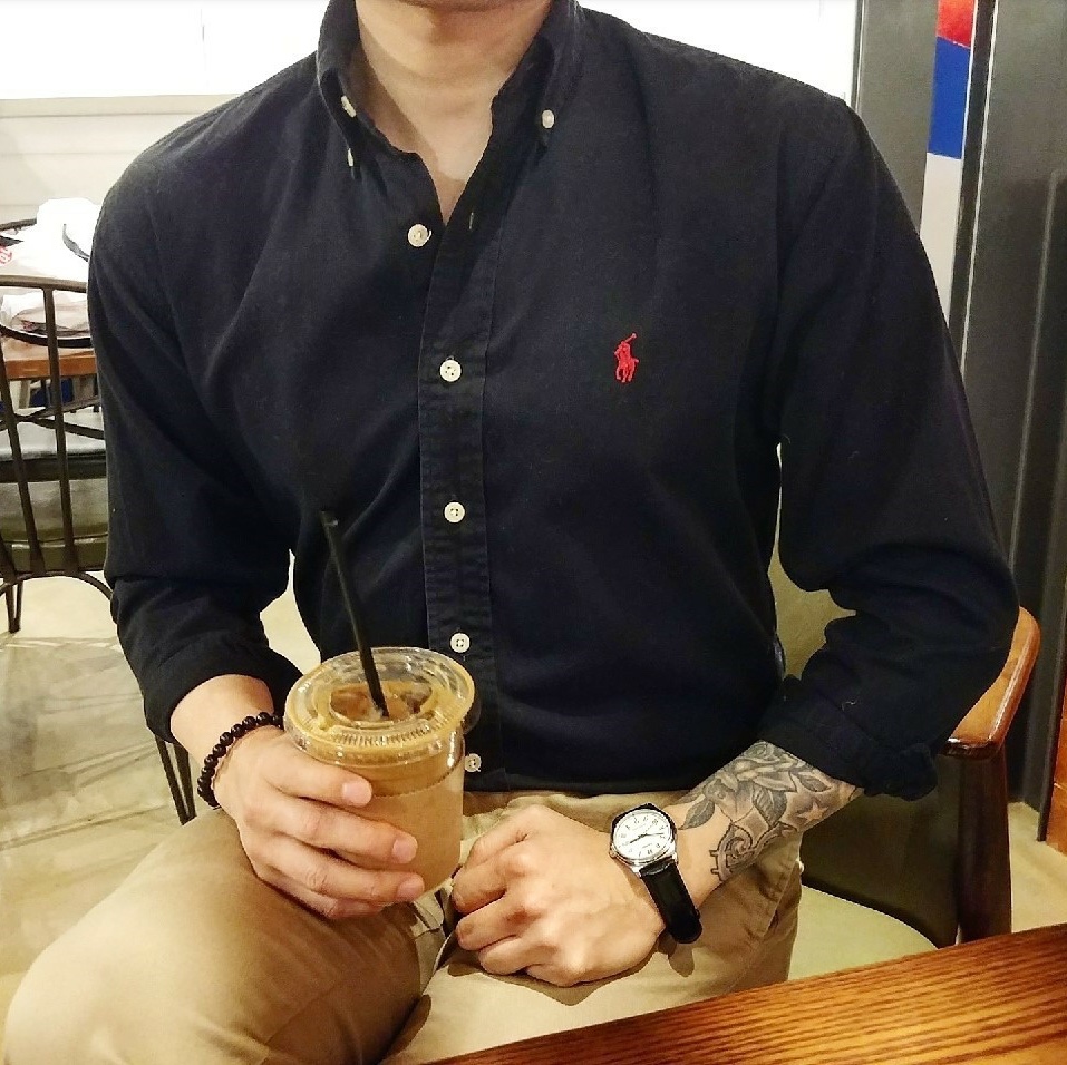 Polo Ralph Lauren Classic Fit Garment Dyed Oxford Shirt Polo Black 착용 스타일