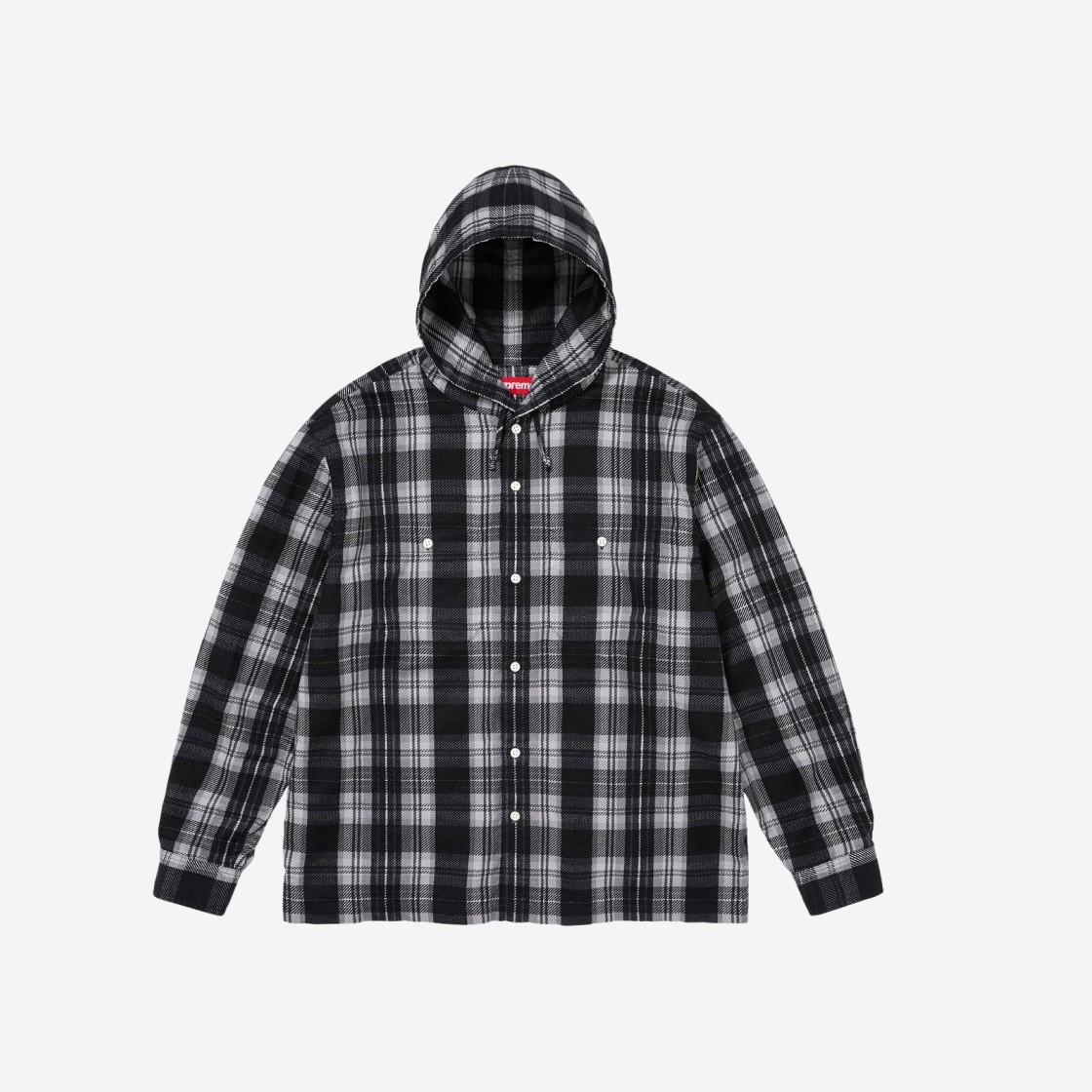 Supreme Printed Hooded Flannel Shirt Black - 24SS 상세 이미지 1