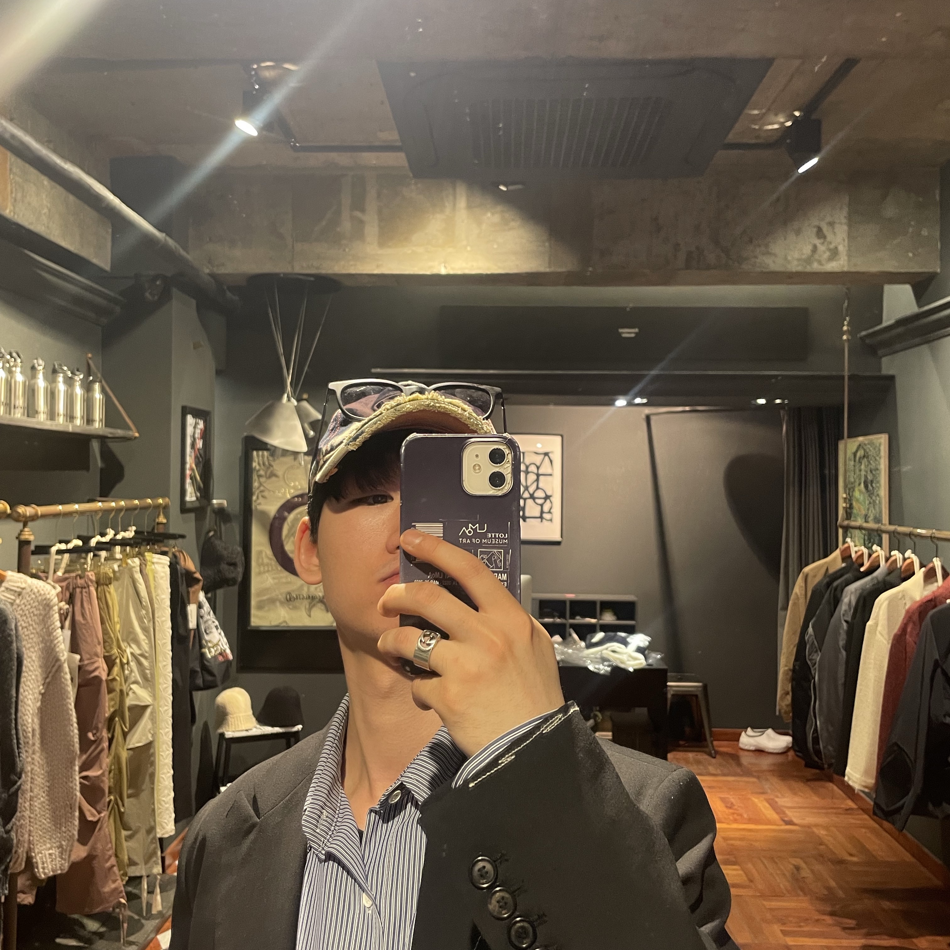 Zara x Ader Error Oversized Blazer Black, Diesel C-Seymon Treated Denim Baseball Cap Blue White 착용 스타일 - 2