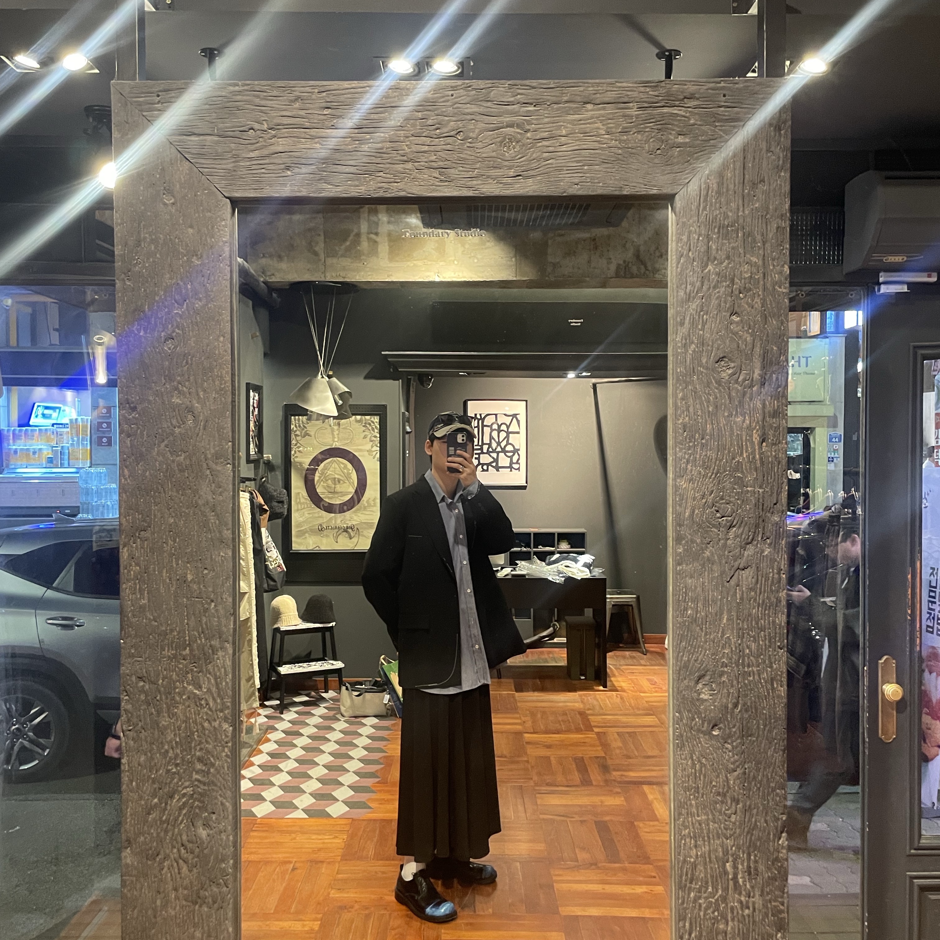 Zara x Ader Error Oversized Blazer Black, Diesel C-Seymon Treated Denim Baseball Cap Blue White 착용 스타일 - 1