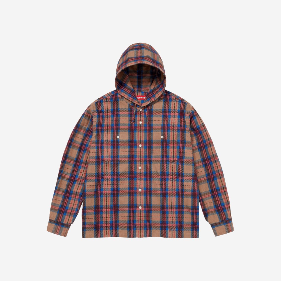 Supreme Printed Hooded Flannel Shirt Tan - 24SS 상세 이미지 1