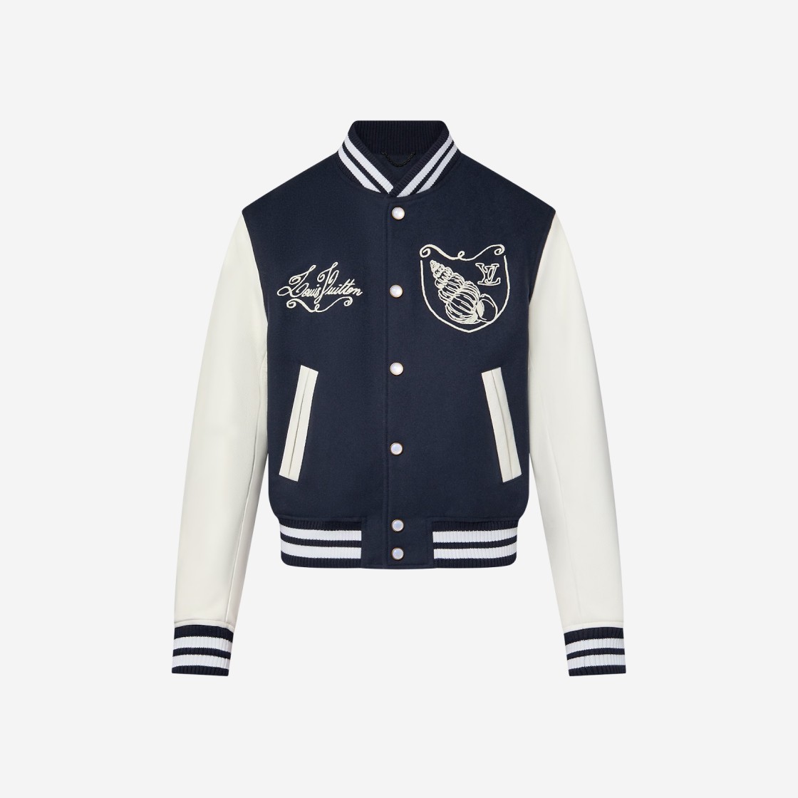 Louis Vuitton Calfskin Varsity Jacket Navy Blue 상세 이미지 1