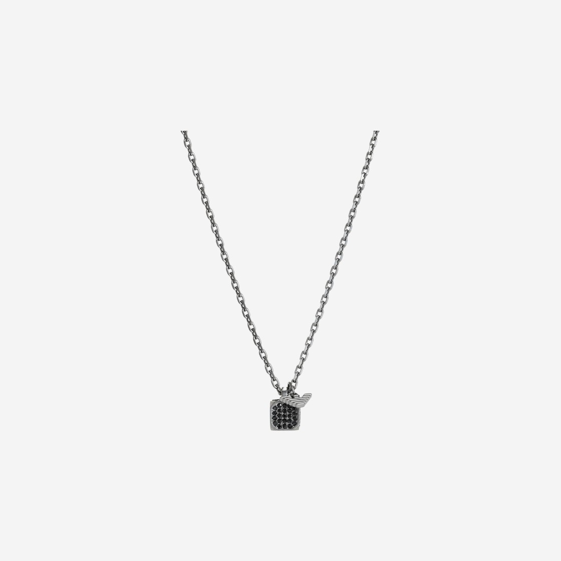 Emporio Armani Gunmetal Stainless Steel Setted with Black Crystals Pendant Necklace Black 상세 이미지 1