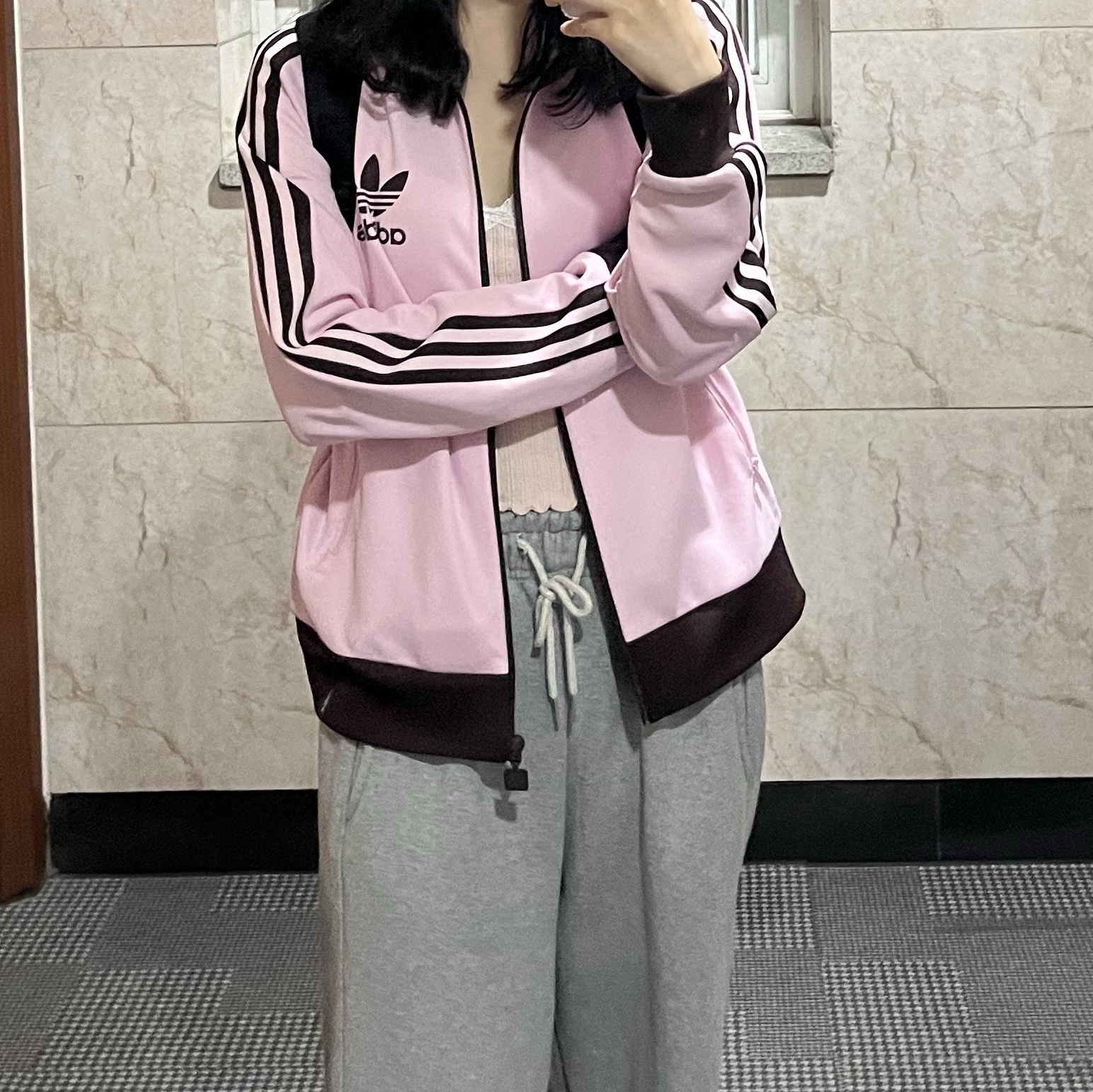 (W) Adidas Originals Beckenbauer Track Jacket Clear Pink - KR Sizing 착용 스타일 - 1
