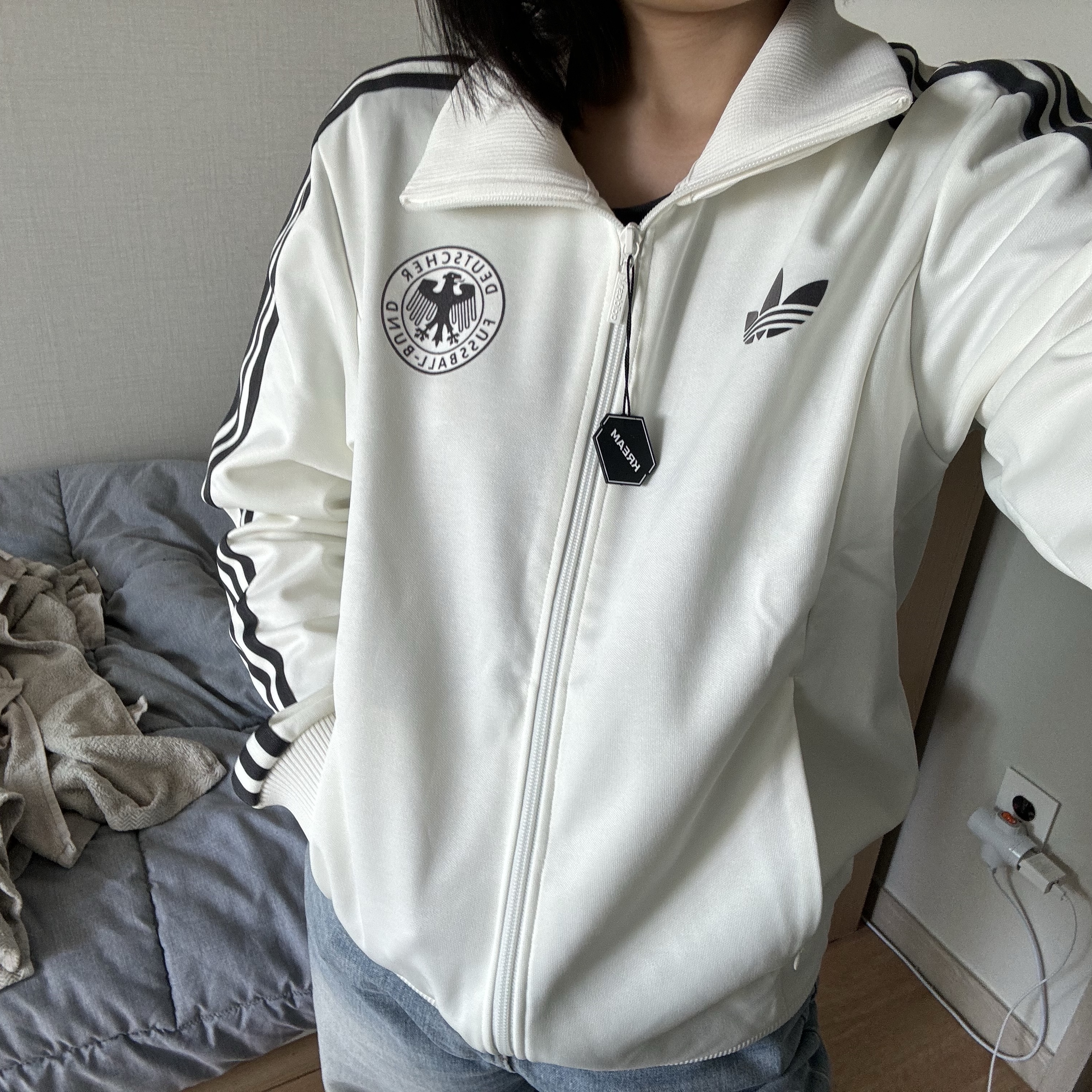 Adidas German Beckenbauer Track Top Off White - KR Sizing 착용 스타일 - 2