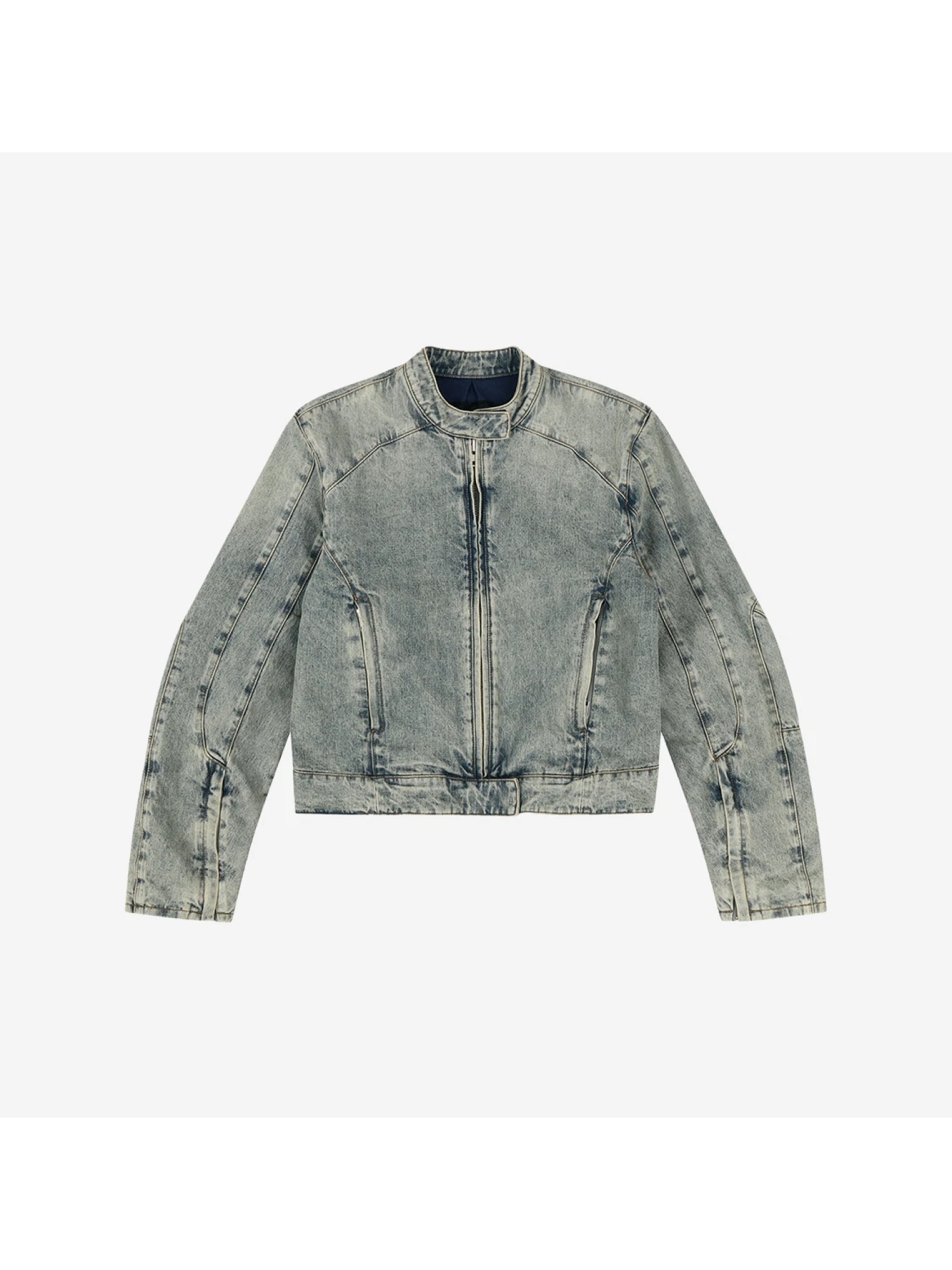 Entire Studios Moto Denim Jacket Surface Wave 착용 스타일 - 6