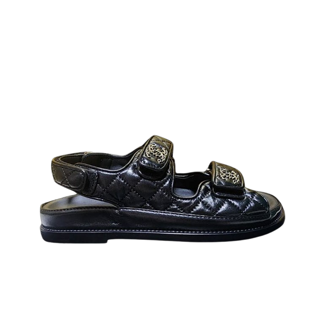 (W) 샤넬 샌들 램스킨 & 블랙((W) Chanel Sandals Lambskin & Black)