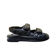 (W) Chanel Sandals Lambskin & Black