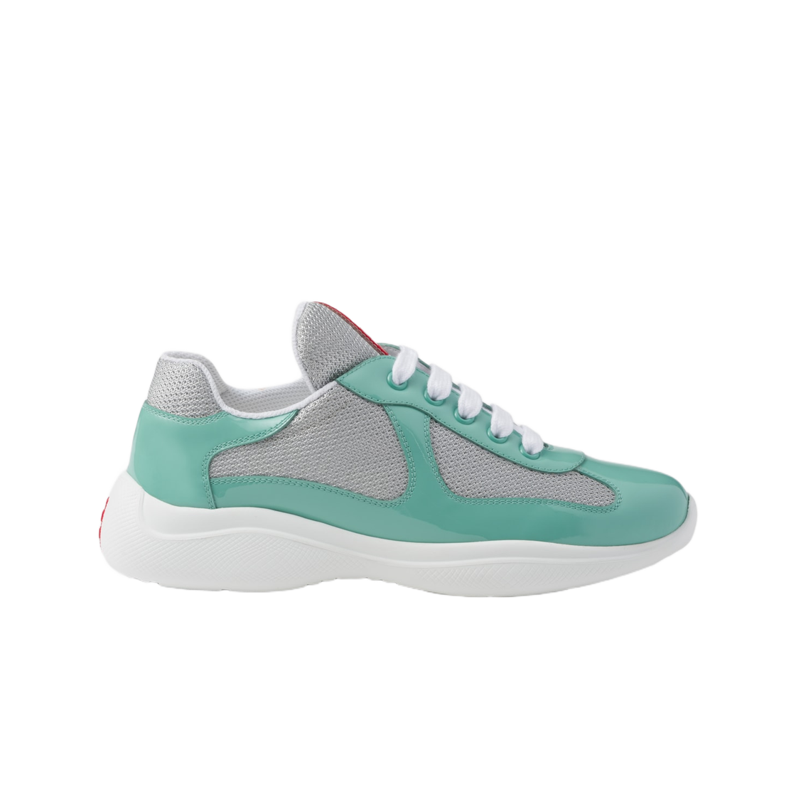 (W) 프라다 프라다 아메리카 컵 바이커 패브릭 스니커즈 제이드 그린((W) Prada Prada America's Cup Biker Fabric Sneakers Jade Green)