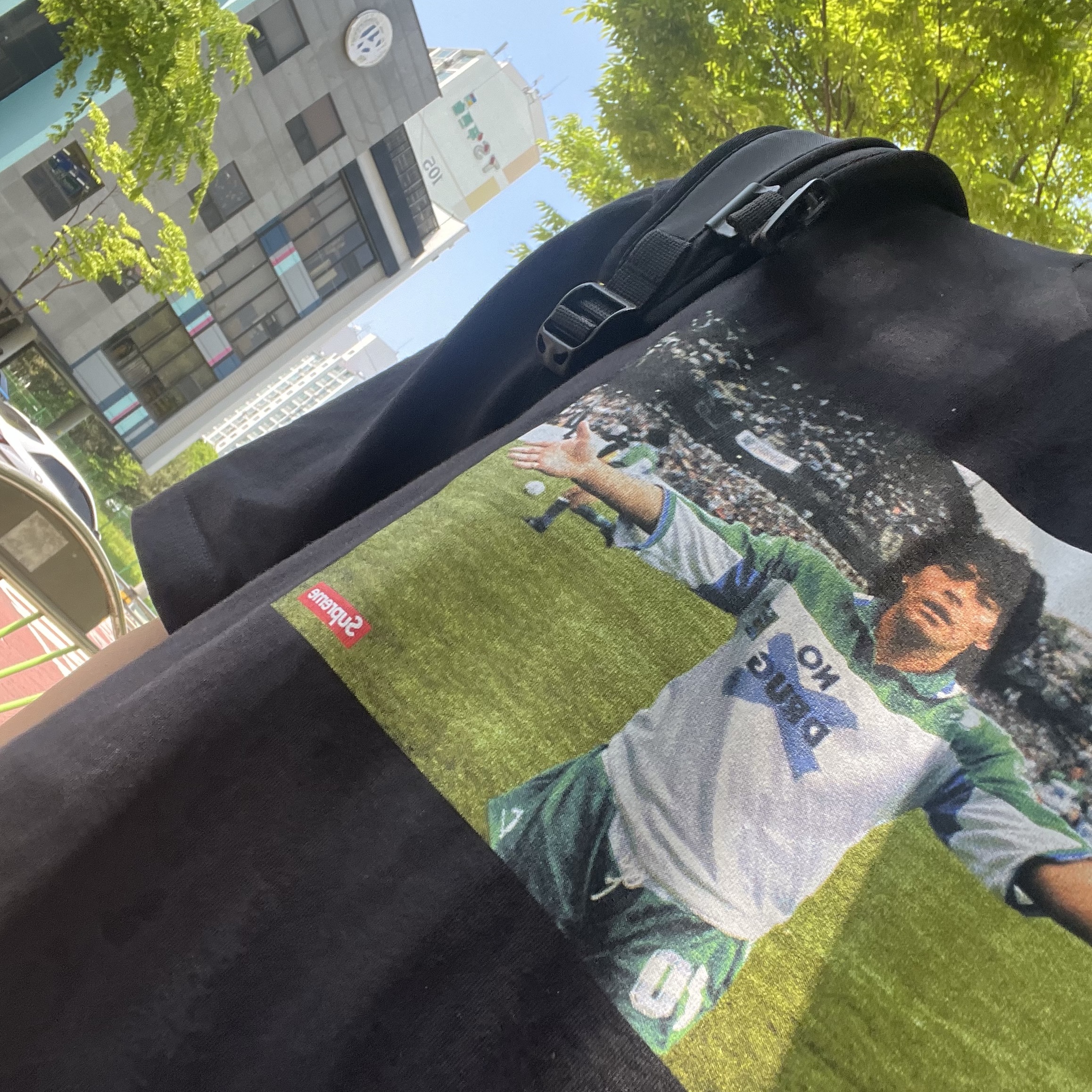 Supreme Maradona T-Shirt Black - 24SS 착용 스타일