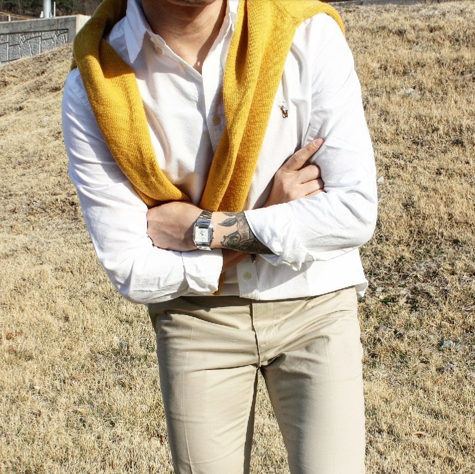 Polo Ralph Lauren Custom Fit Oxford Shirt White 착용 스타일 - 1