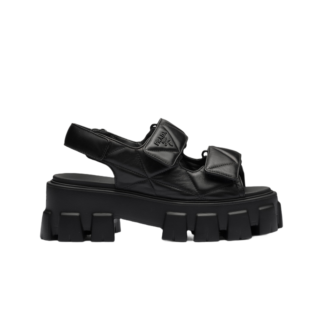 (W) 프라다 모노리스 나파 레더 샌들 블랙((W) Prada Monolith Nappa Leather Sandals Black)