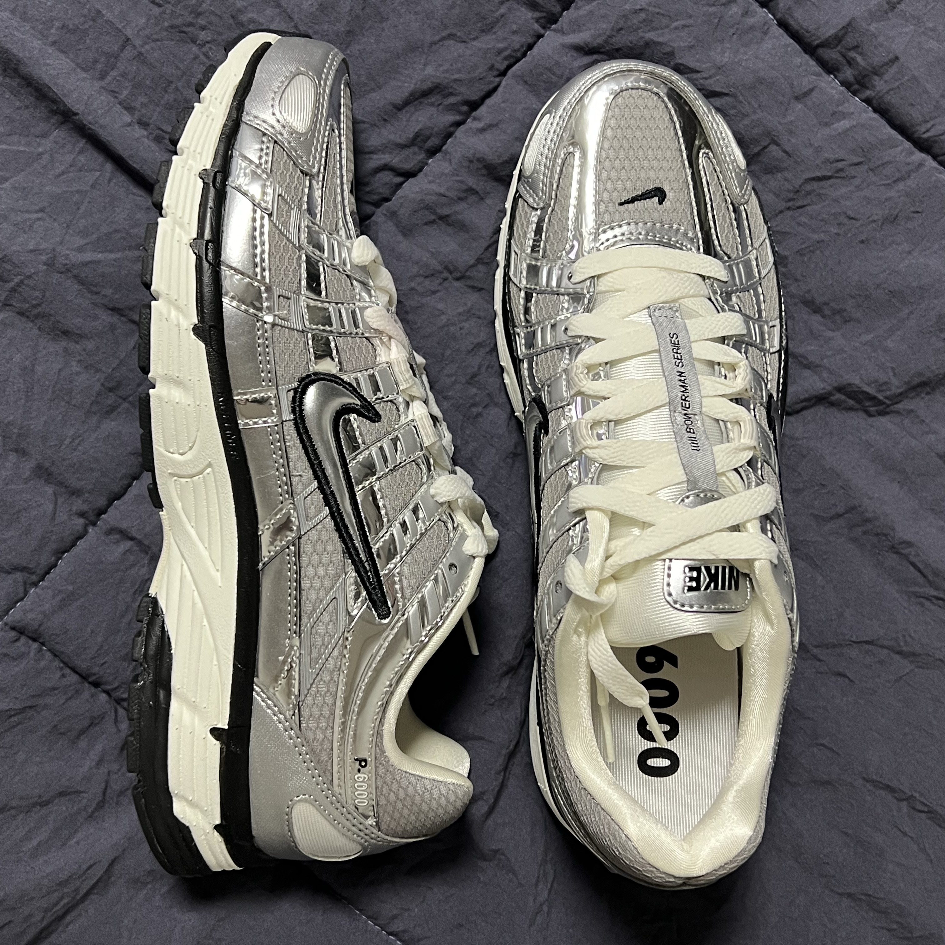 Nike P-6000 Metallic Silver 착용 스타일