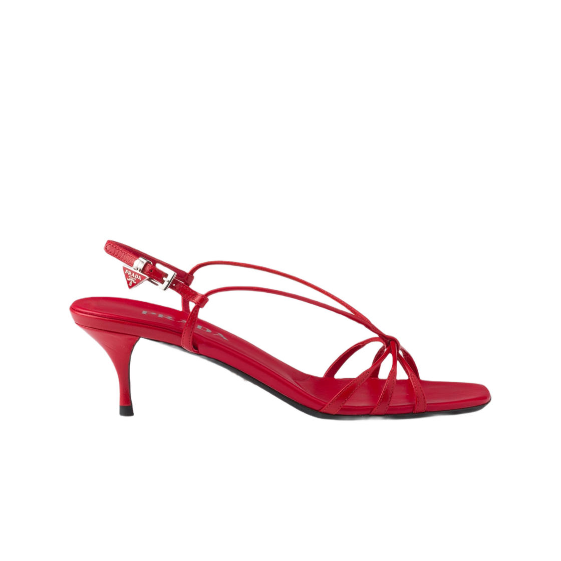 (W) 프라다 힐 레더 샌들 레드((W) Prada Heeled Leather Sandals Red) - 1