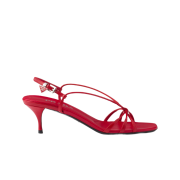 (W) Prada Heeled Leather Sandals Red