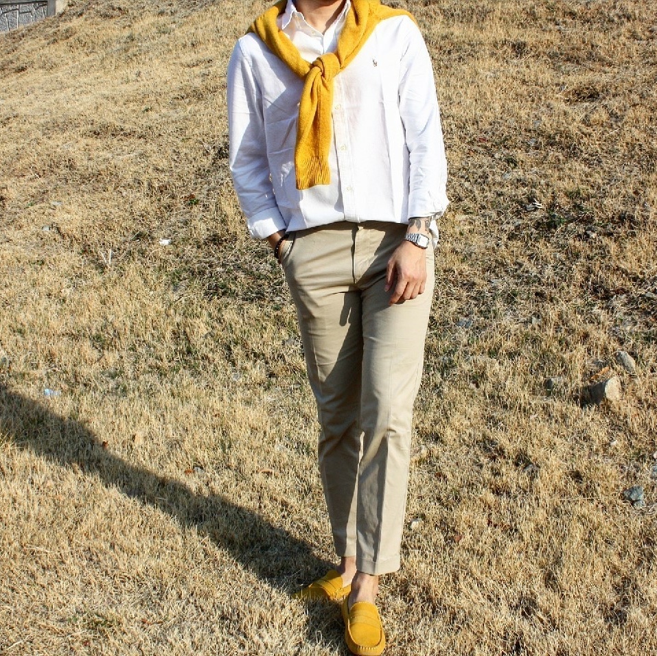Polo Ralph Lauren Custom Fit Oxford Shirt White 착용 스타일 - 2