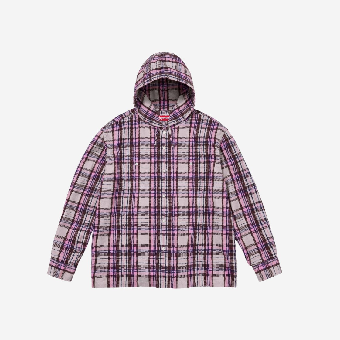 Supreme Printed Hooded Flannel Shirt Pink - 24SS 상세 이미지 1