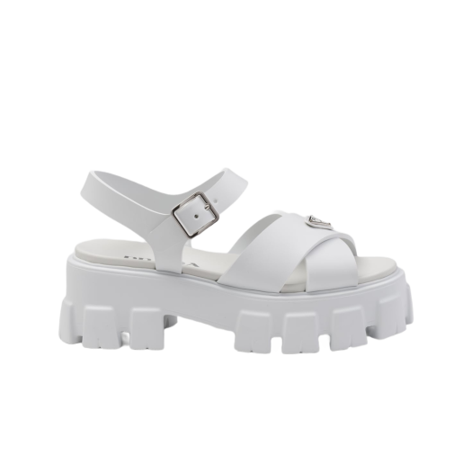 (W) Prada Monolith Rubber Sandals White