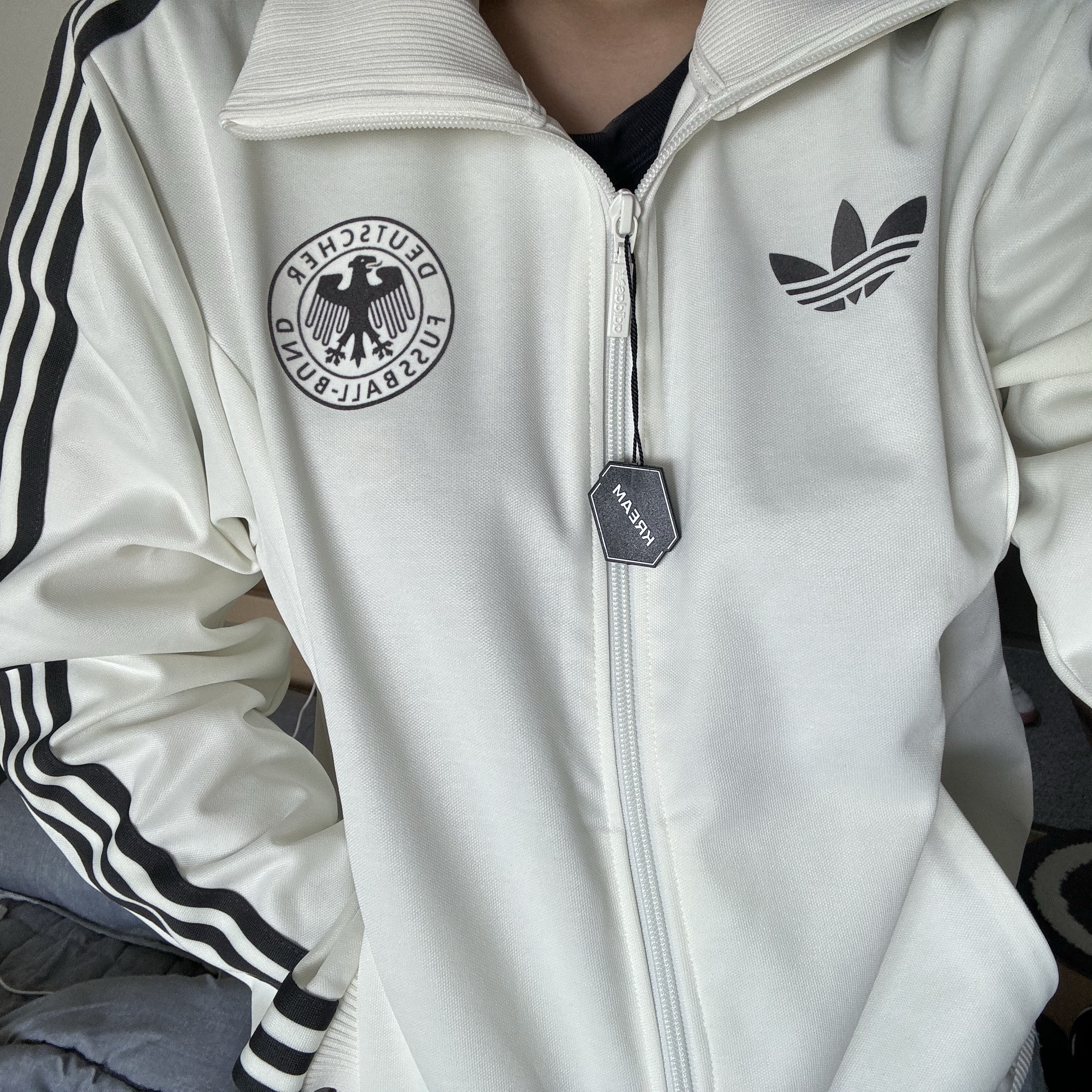 Adidas German Beckenbauer Track Top Off White - KR Sizing 착용 스타일 - 3
