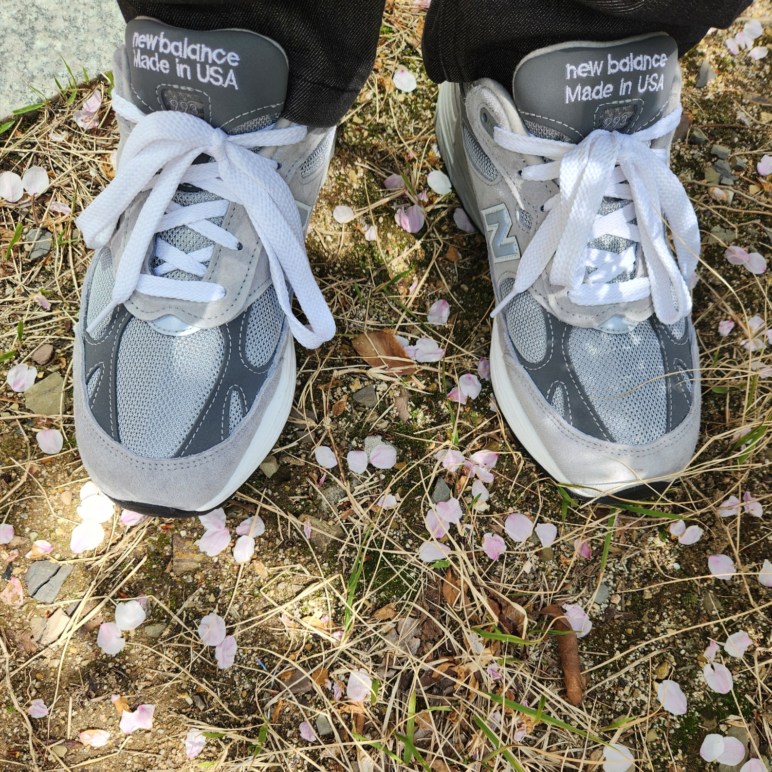 (W) New Balance 993 Made in USA Grey - B Standard 착용 스타일