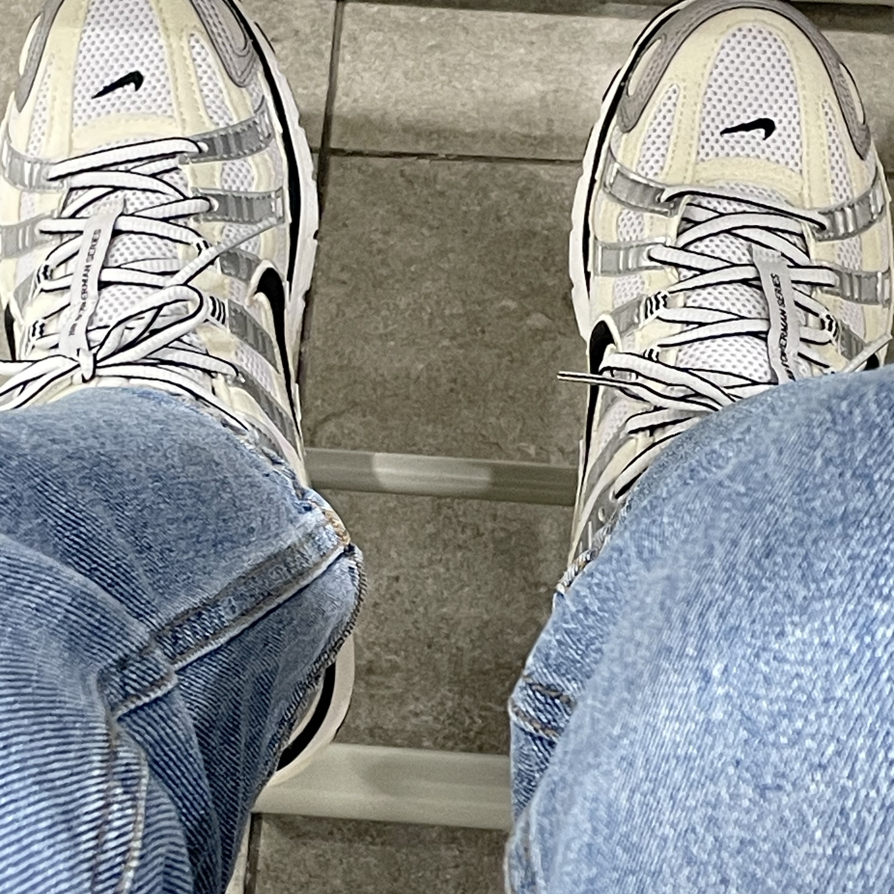 (W) Nike P-6000 Coconut Milk Metallic Silver 착용 스타일