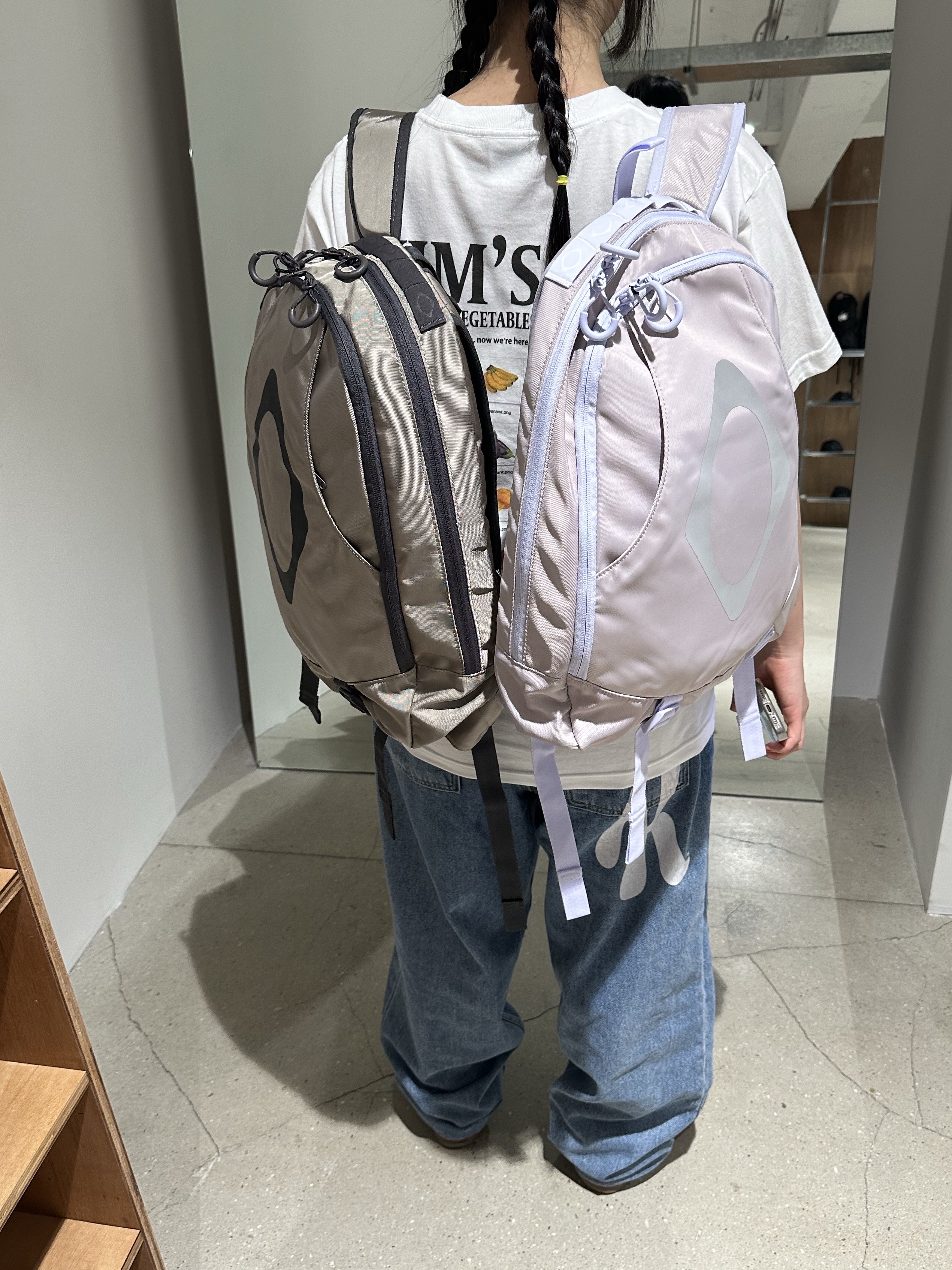 Mischief Rhombus Mountain Backpack Khaki, Mischief Rhombus Mountain Backpack Lavender 착용 스타일 - 1