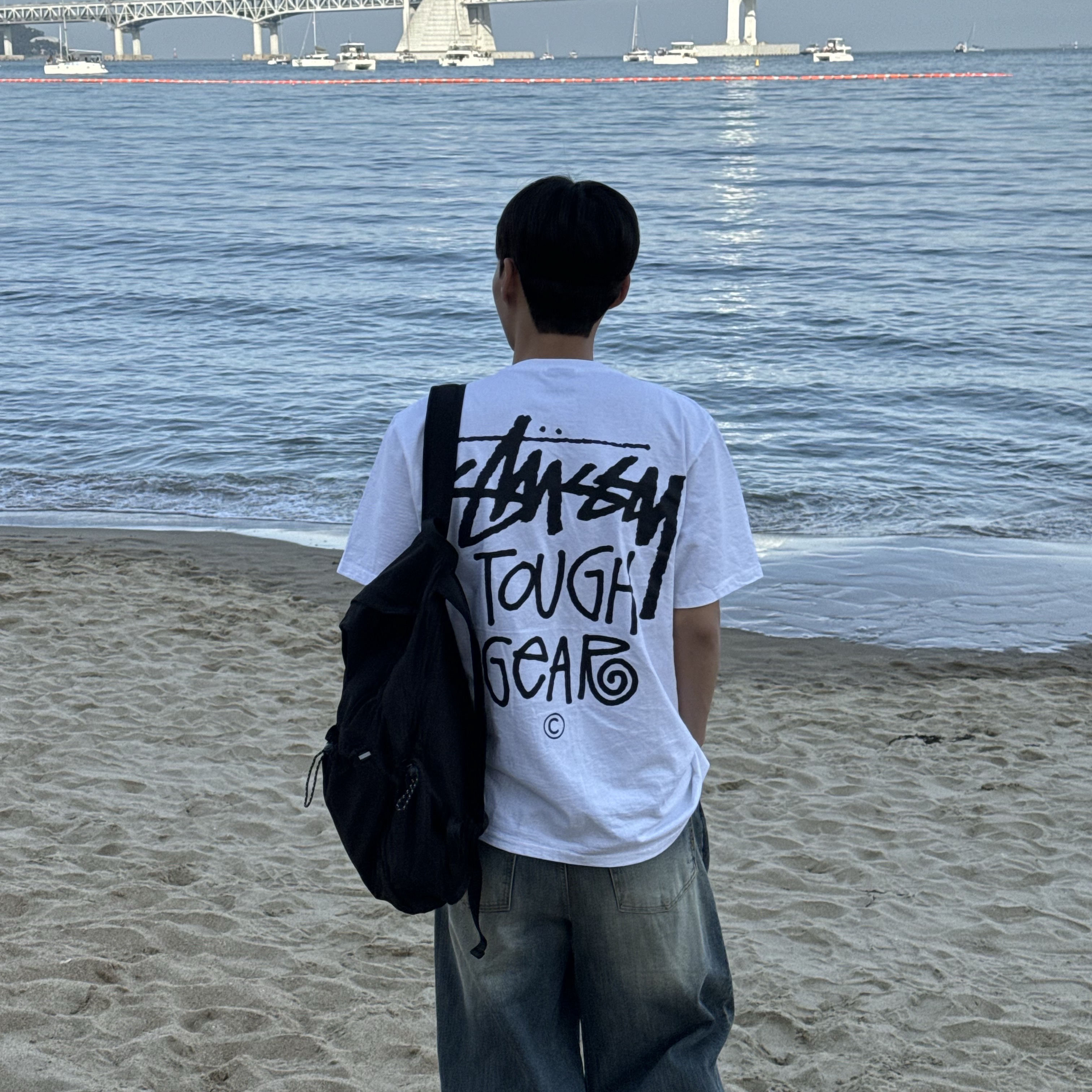 Stussy Tough Gear T-Shirt White 착용 스타일