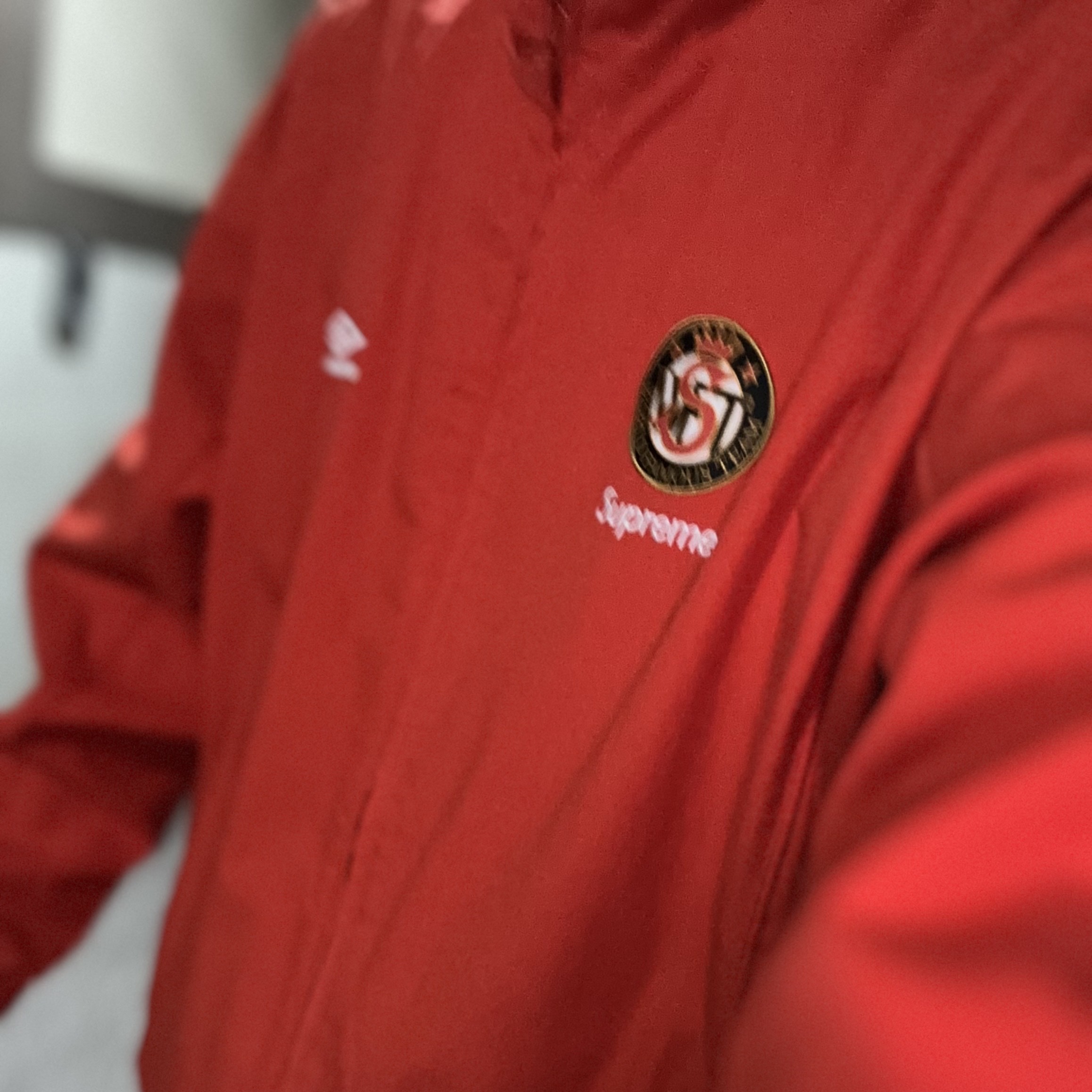Supreme x Umbro Cotton Ripstop Track Jacket Red - 23FW 착용 스타일
