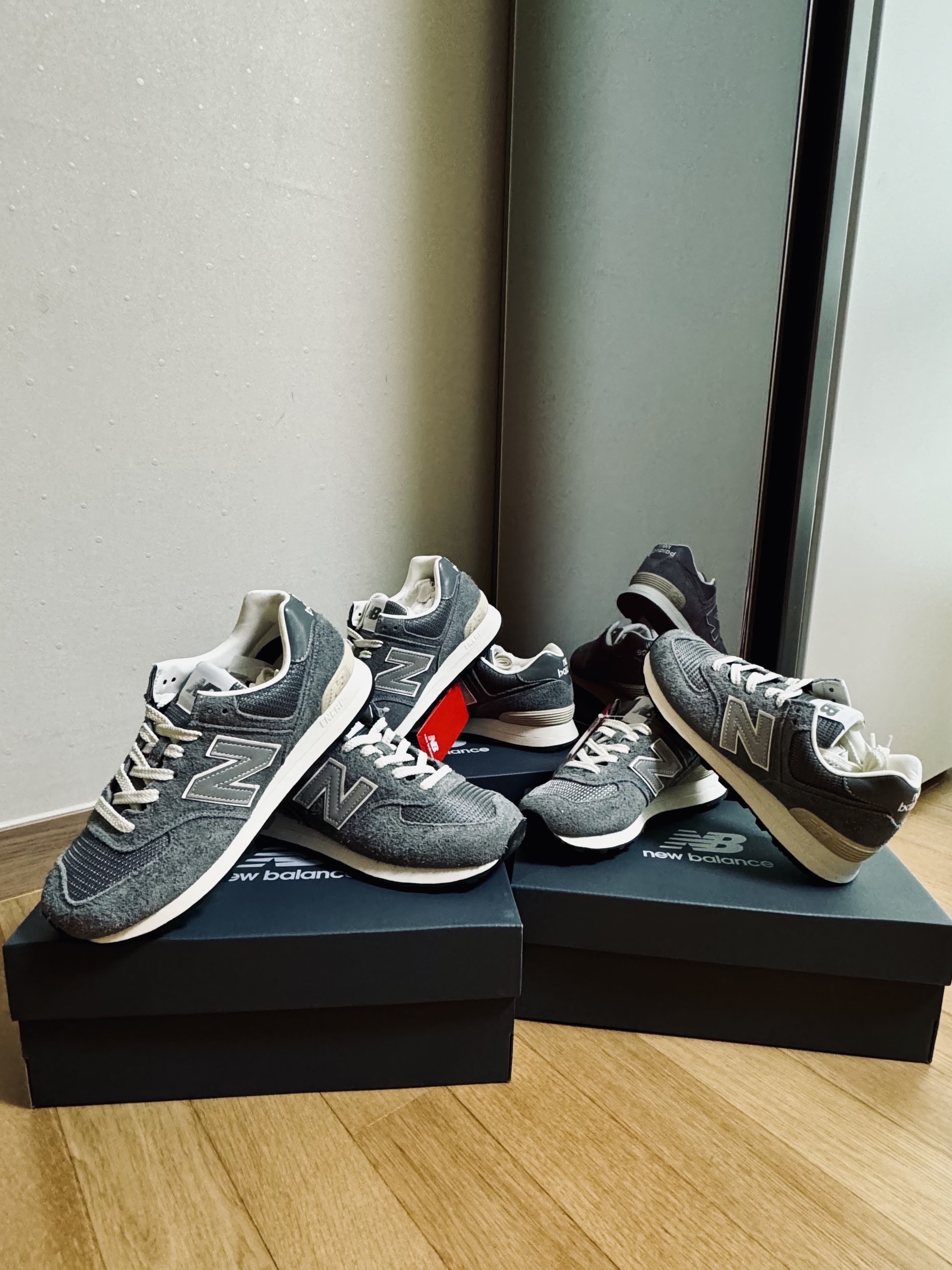 New Balance x Pottery 574 Premium Soft Grey 착용 스타일