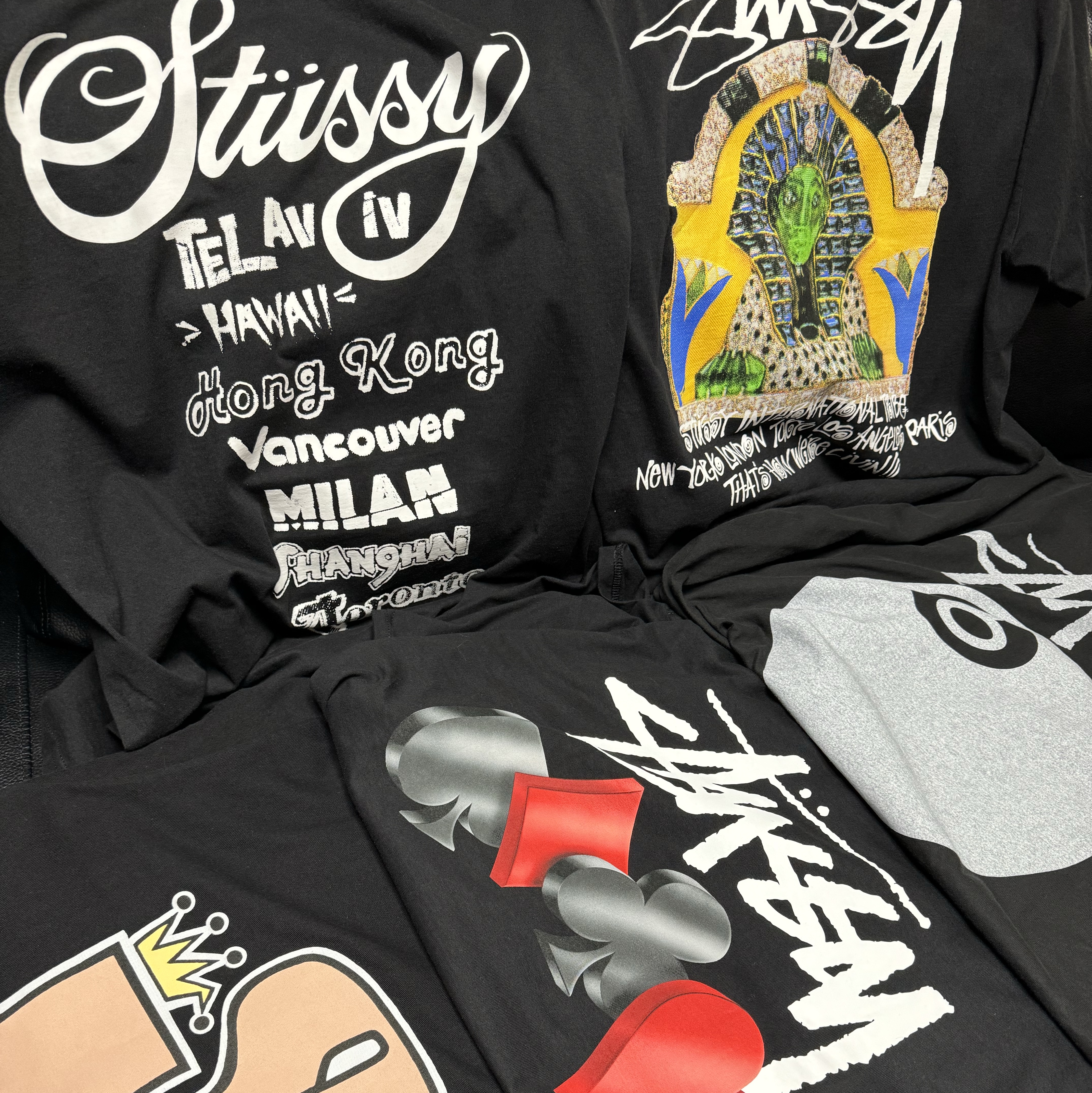 Stussy Phat S T-Shirt Black, Stussy World Tour T-Shirt Black 2023 착용 스타일 - 1