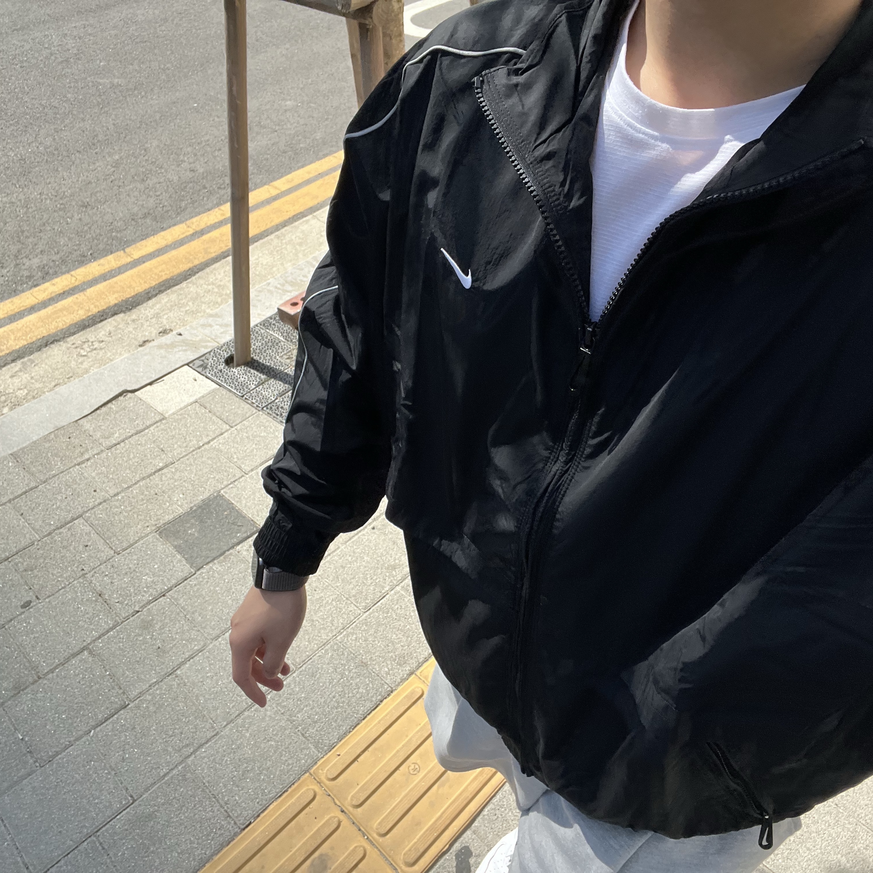 Nike NSW Solo Swoosh Woven Track Jacket Black - Asia 착용 스타일
