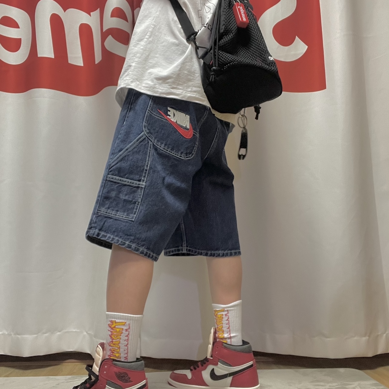 Supreme x Nike Denim Short Indigo - 24SS, Jordan 1 Retro High OG Chicago 2022 착용 스타일 - 1