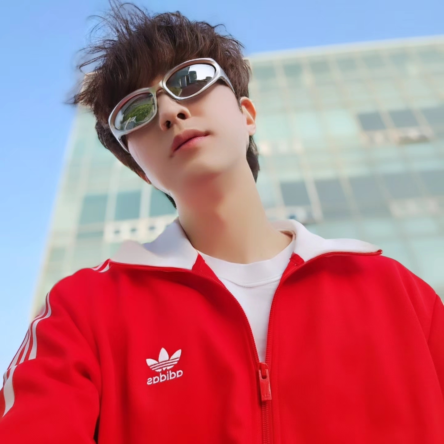 Adidas Adicolor Classic Beckenbauer Track Top Better Scarlet White - KR Sizing, Adidas Adicolor Classic Beckenbauer Track Top Better Scarlet White - US Sizing 착용 스타일 - 6