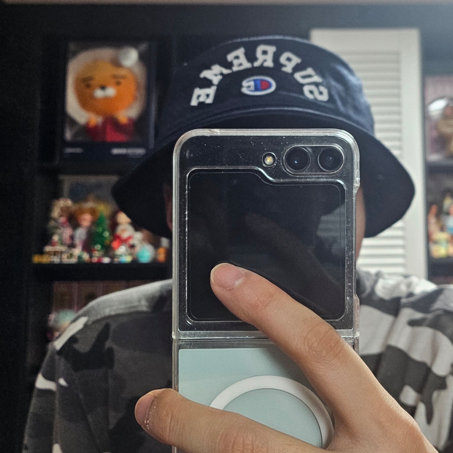 Supreme x Champion Mesh Crusher Navy - 24SS 착용 스타일
