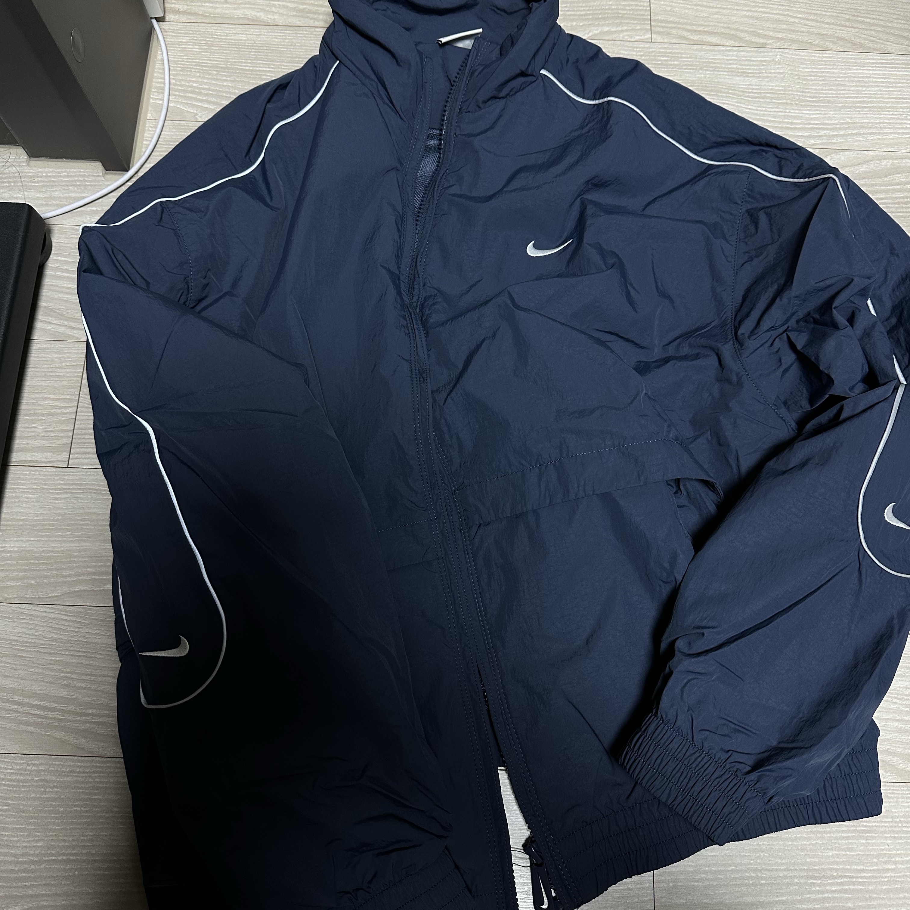 Nike NSW Solo Swoosh Woven Track Jacket Thunder Blue - Asia 착용 스타일