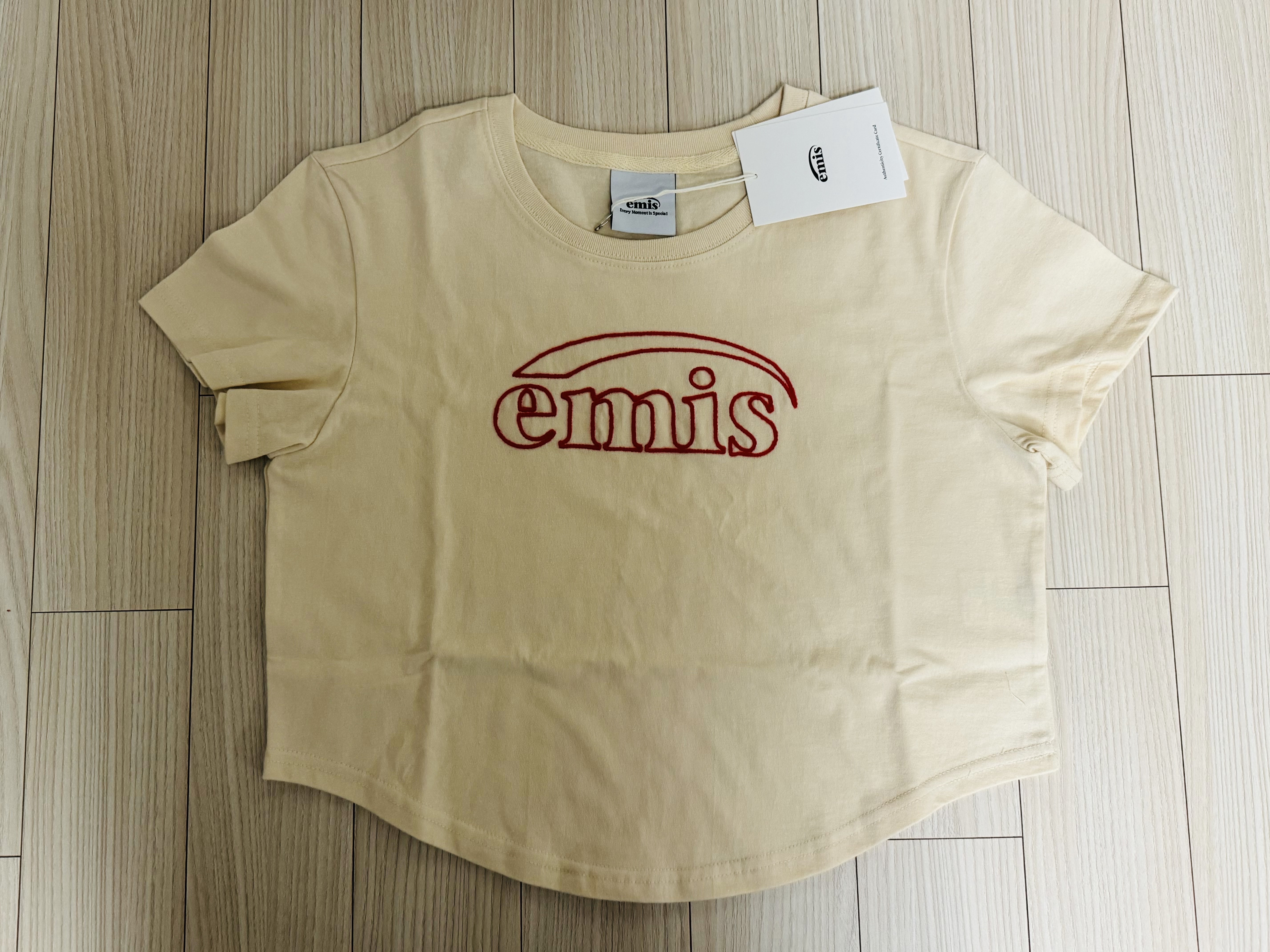 (W) Emis Cropped Chain Stitch T-Shirt White 착용 스타일 - 1