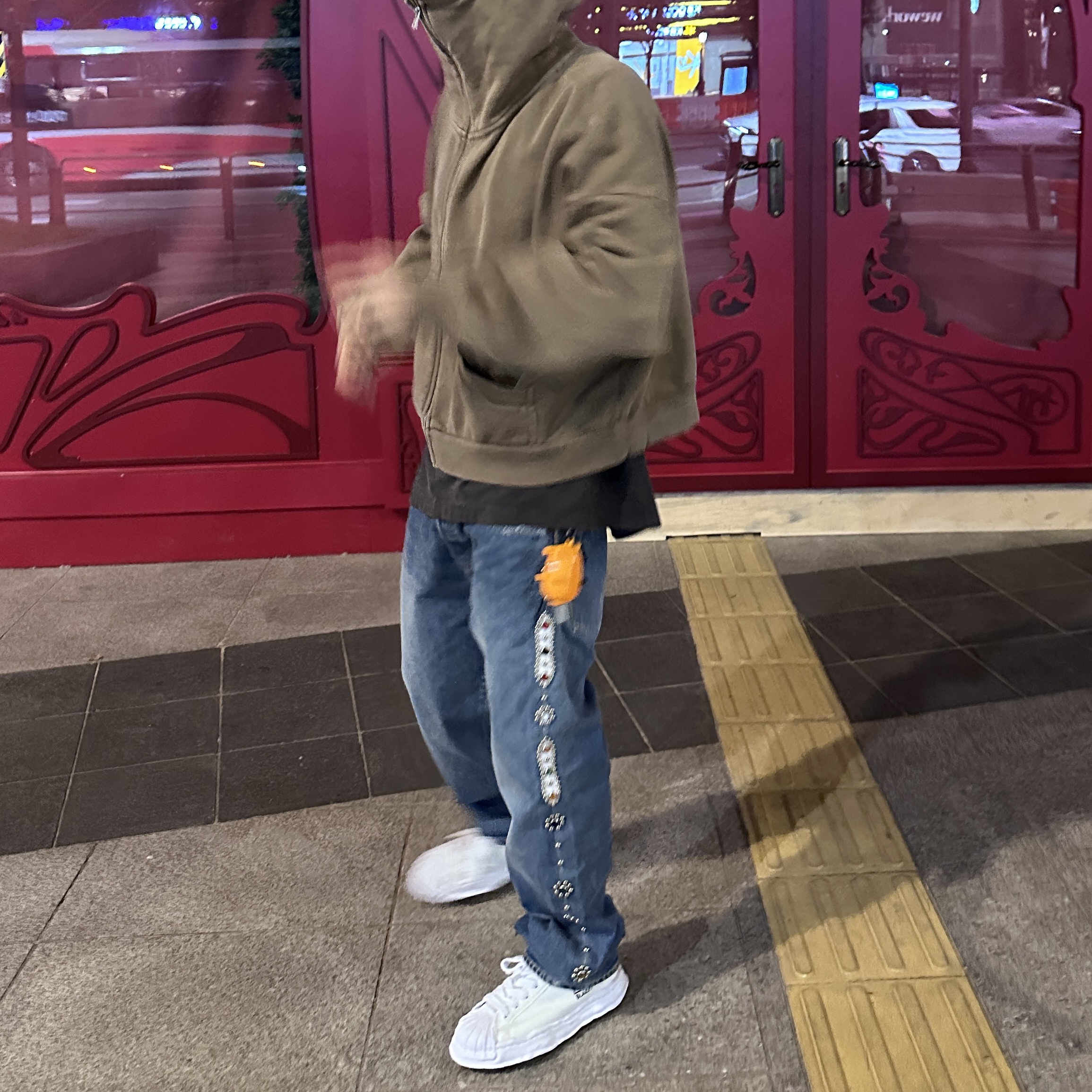Kapital 14 oz. Denim 5P Monkey Cisco Gemstone Pants Indigo (Processing) 착용 스타일 - 2