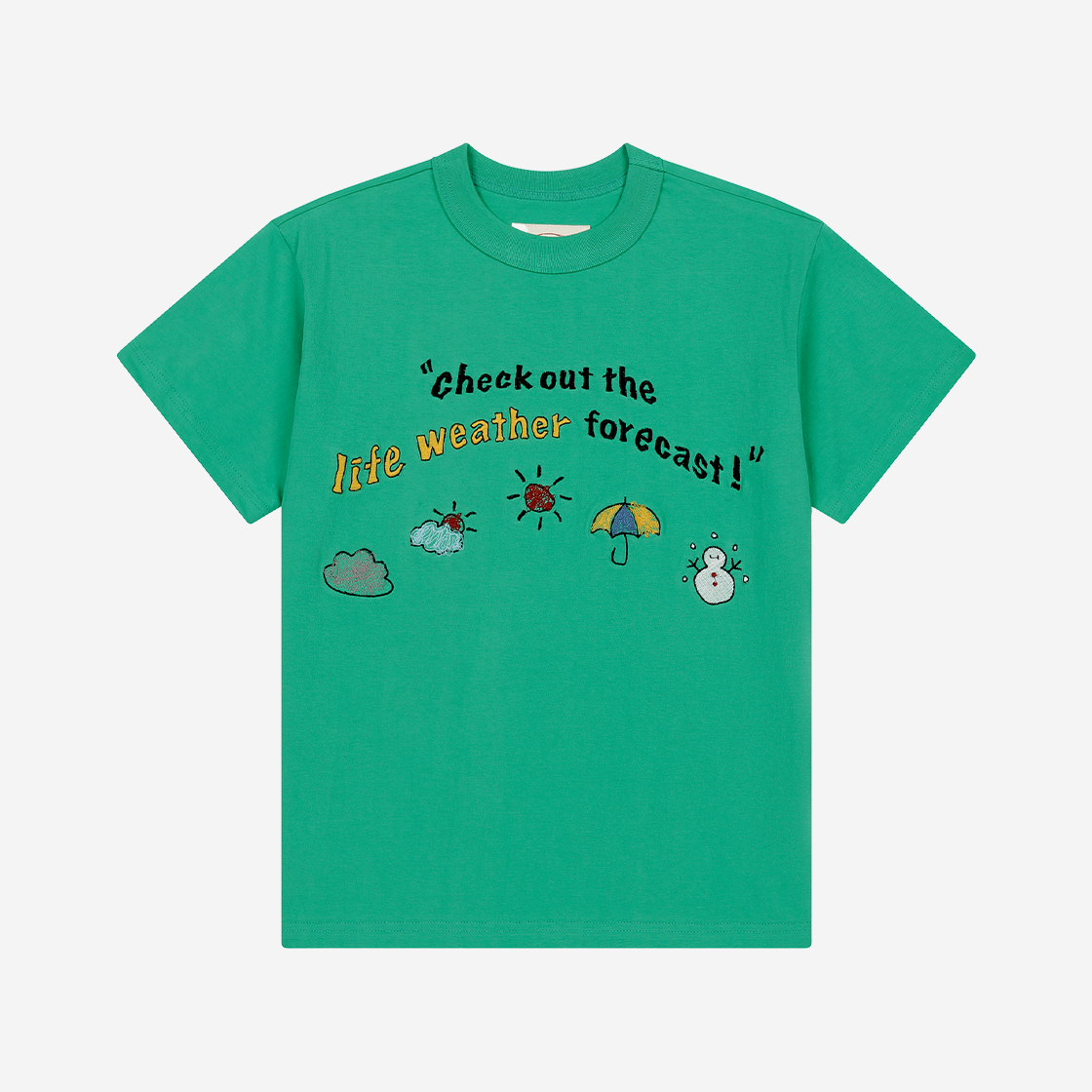 D02TS01GN Problemallways Life Weather Forecast T-Shirt Green