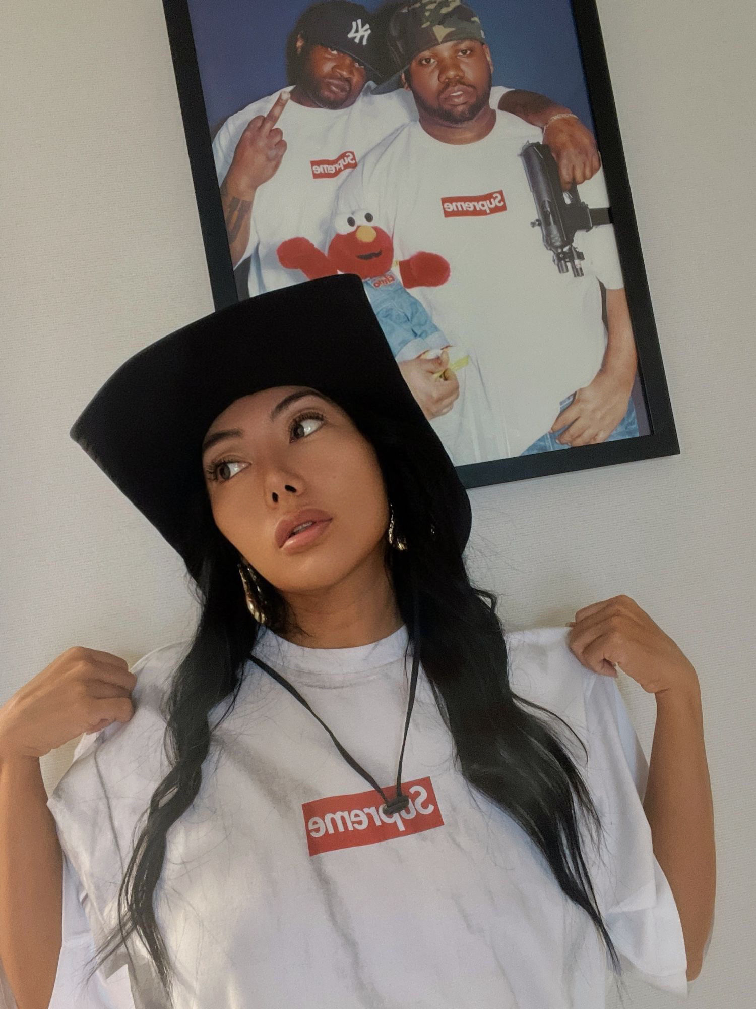 Supreme x MM6 Maison Margiela Box Logo T-Shirt White - 24SS 착용 스타일 - 2