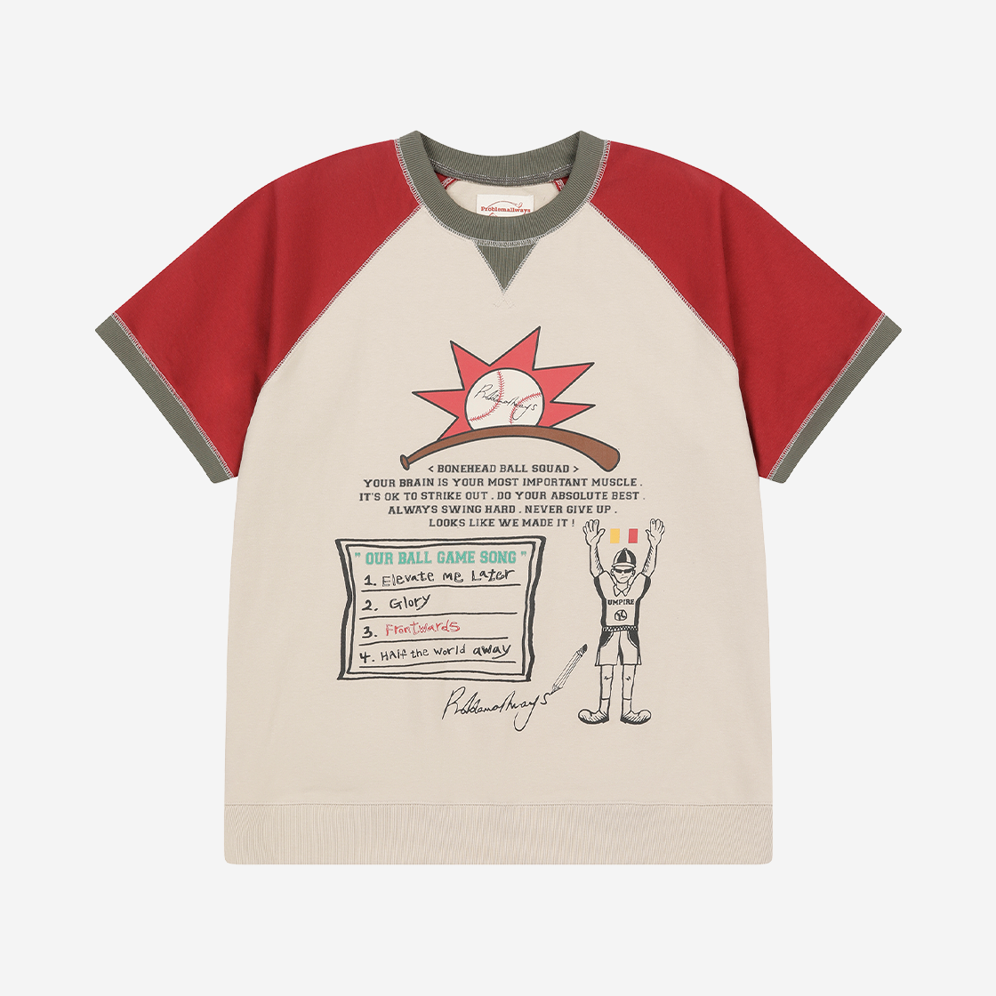 D02SW02BE Problemallways Referee Raglan Sweatshirt Beige