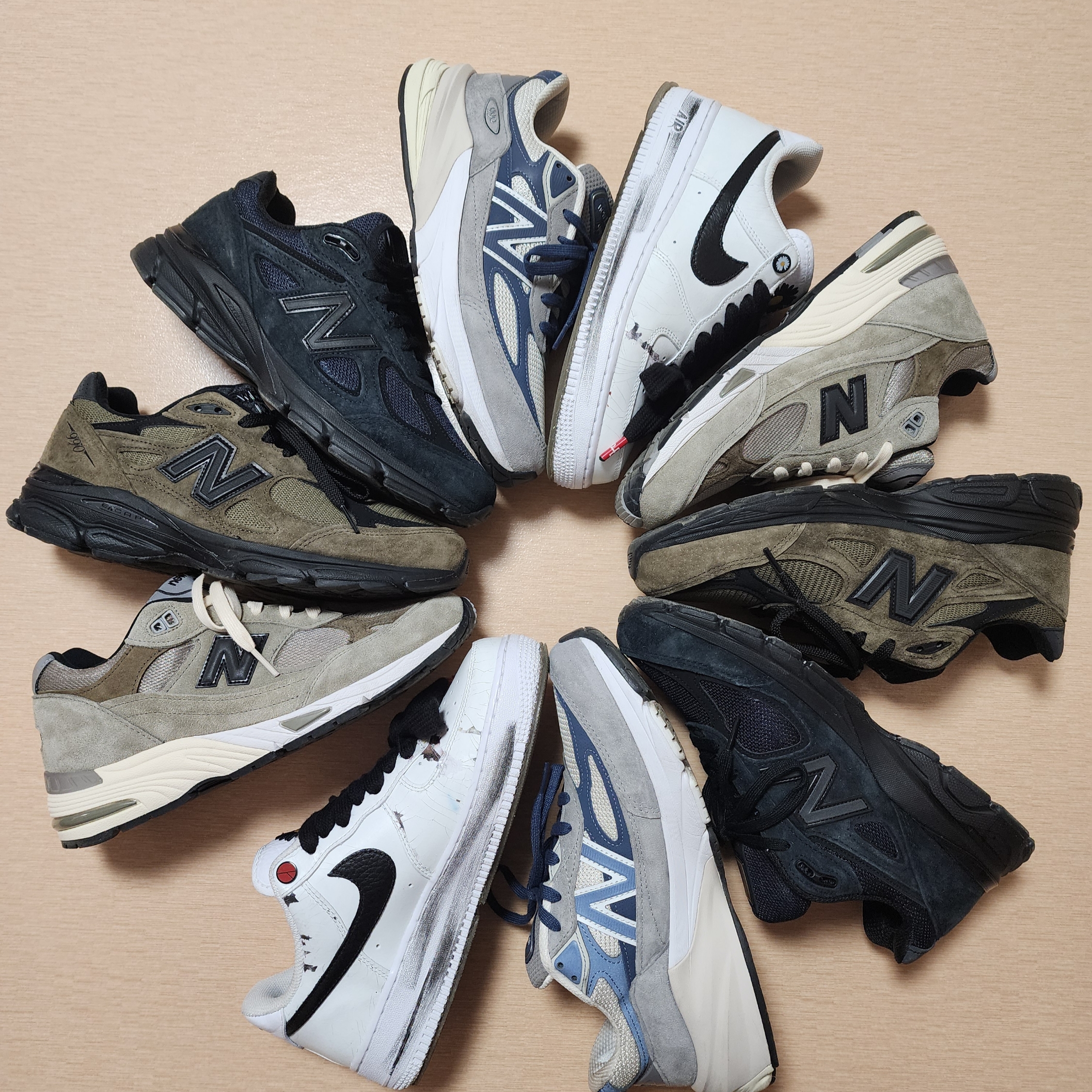 New Balance x JJJJound 990v4 Navy, New Balance x JJJJound 991 Made in UK Grey 착용 스타일 - 1
