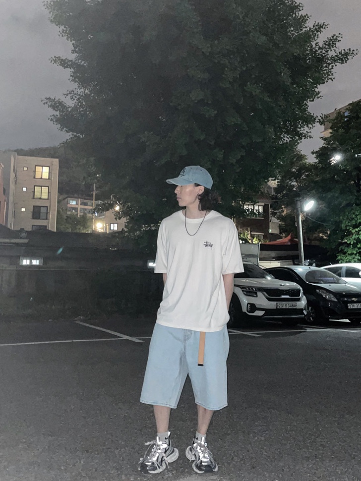 Supreme x Burberry Denim 6-Panel Washed Blue - 22SS, Stussy Basic Stussy T-Shirt White 2021 착용 스타일