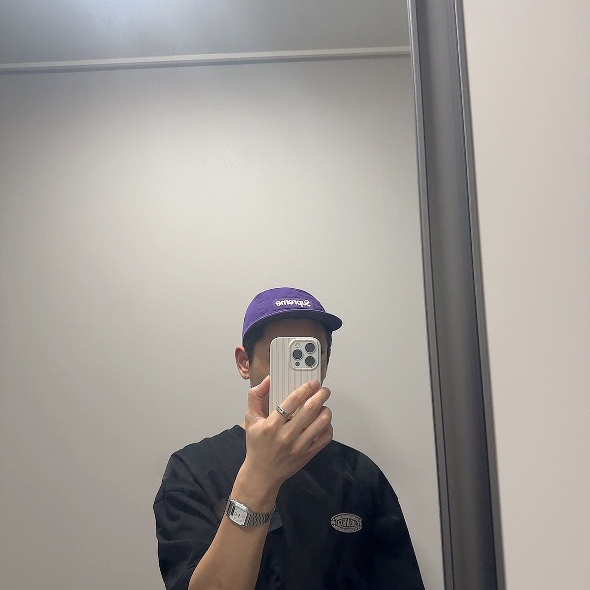 Supreme Washed Chino Twill Camp Cap Purple - 24SS 착용 스타일