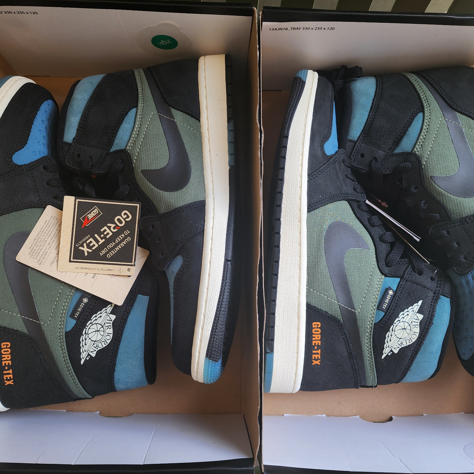 Jordan 1 Element Gore-Tex Noise Aqua and Light Olive 착용 스타일 - 5