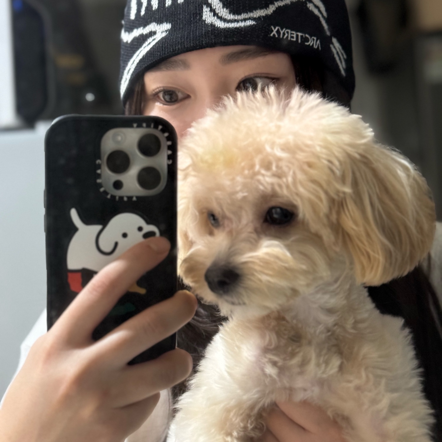 Arc'teryx Bird Head Toque Orca, Salomon XT-6 ADV Black 착용 스타일 - 1