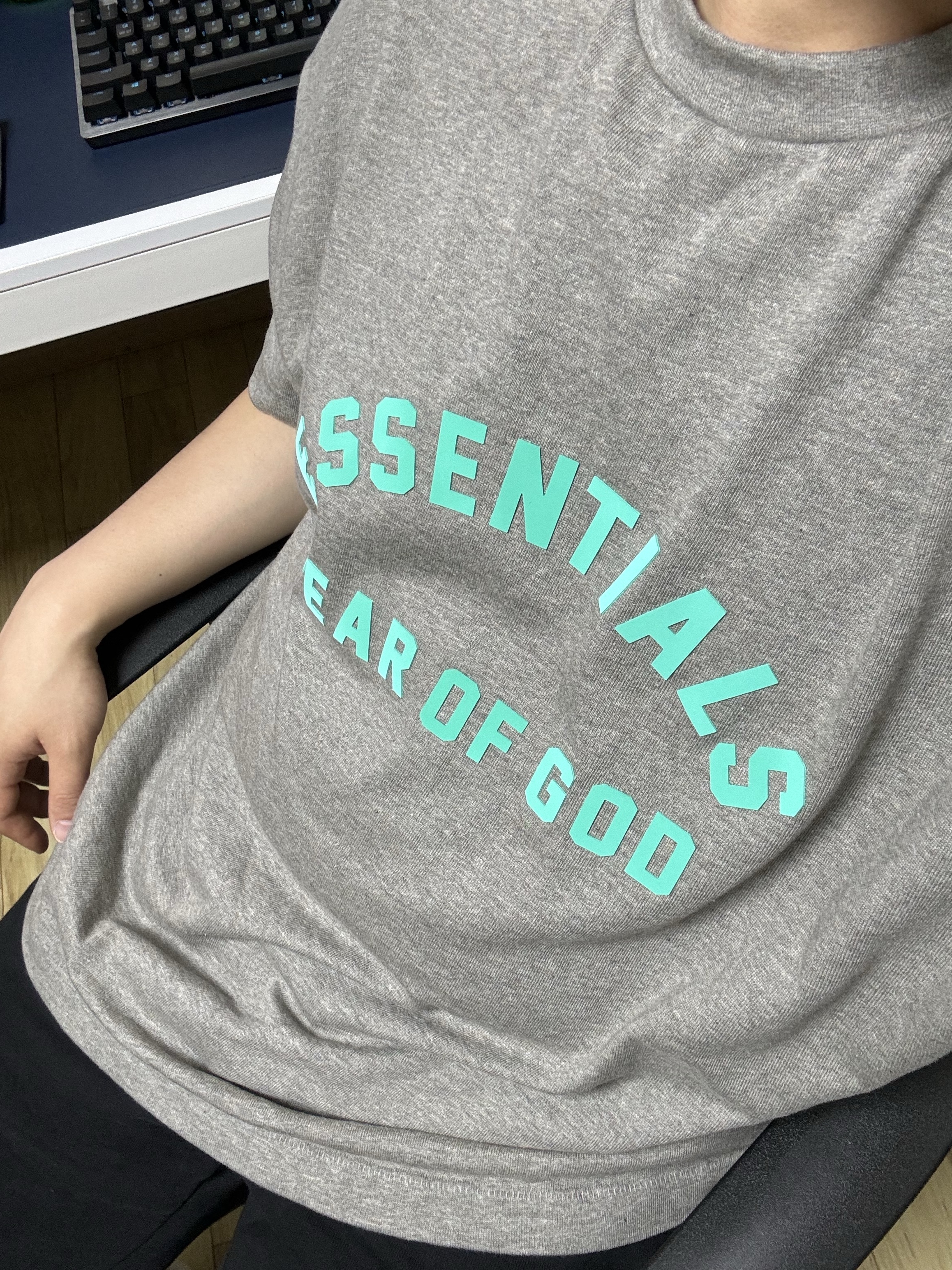 Essentials Heavy Jersey Crewneck T-Shirt Dark Heather Oatmeal - 24SS 착용 스타일