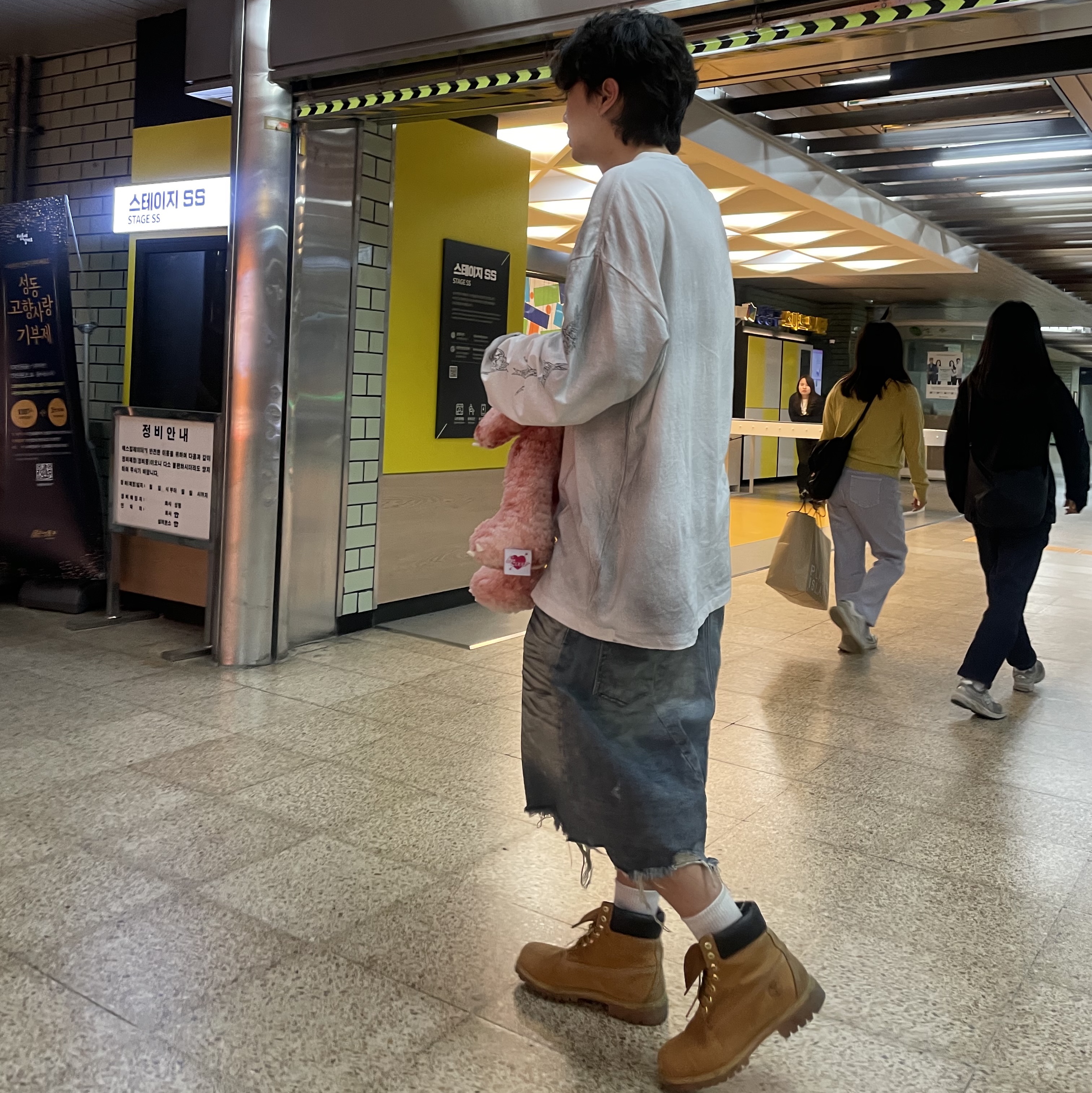 Project G/R Reworked Bermuda Shorts Blue, Timberland Premium 6 inch Waterproof Boot Wheat Nubuck - Wide 착용 스타일 - 4
