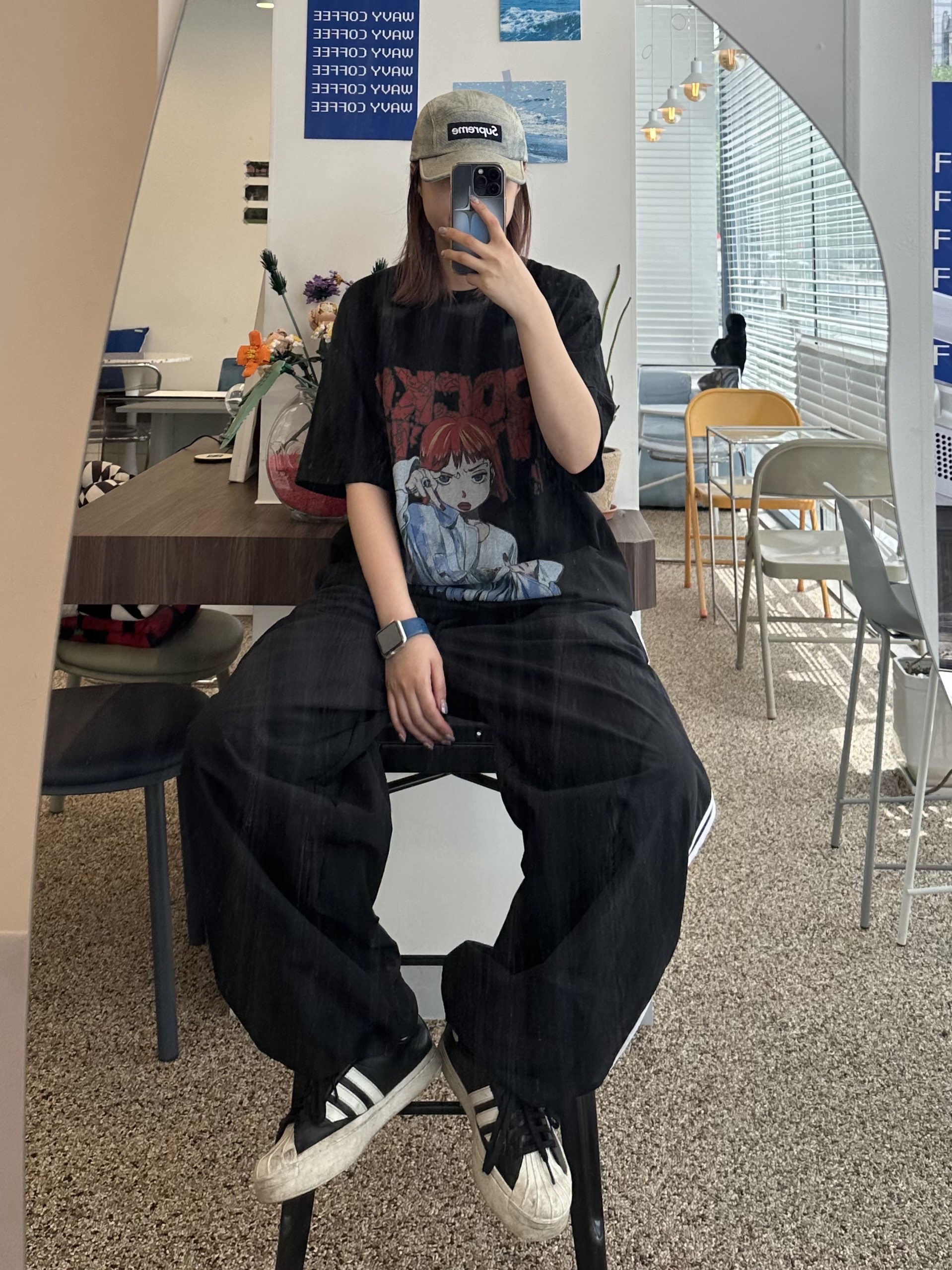 Y-3 Yohji Star Black White, Supreme Denim Camp Cap Dirty Indigo - 23SS 착용 스타일