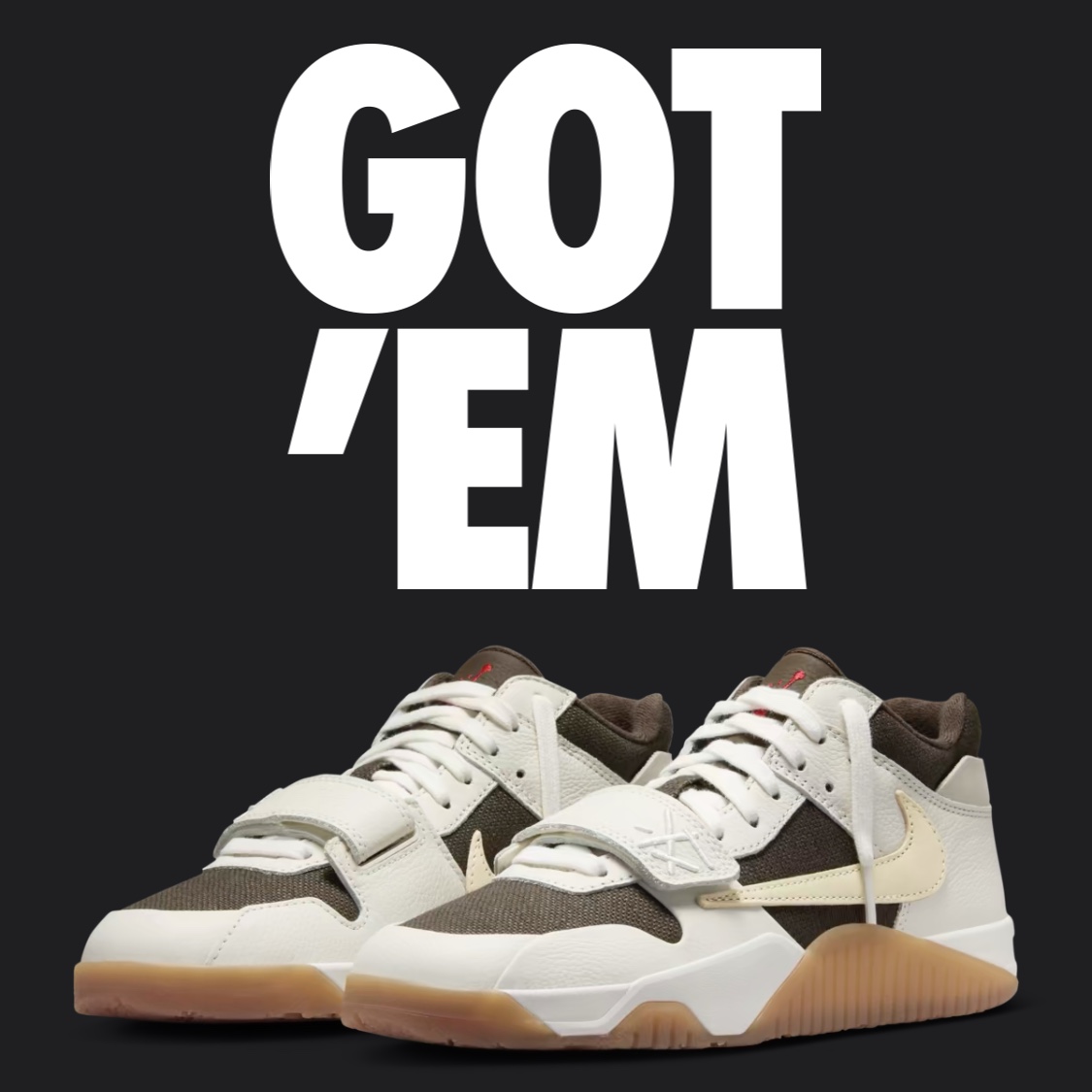 Jordan x Travis Scott Jumpman Jack TR Sail and Dark Mocha 착용 스타일