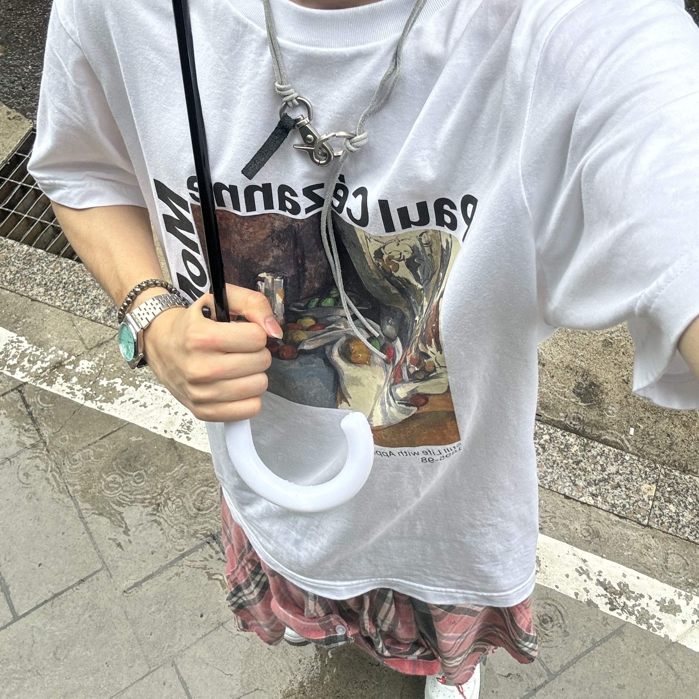Our Legacy Ladon Leather Keychain Antique Blue, Casio MTP-B145D-2A1V 착용 스타일 - 1